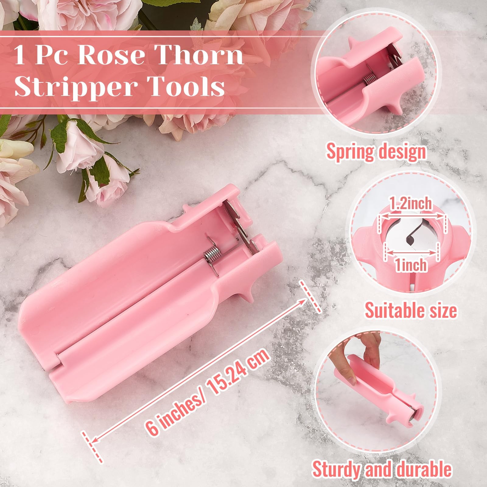 Rose Thorn Remover Set, 9pcs Gardening Tools, Gloves, Pink