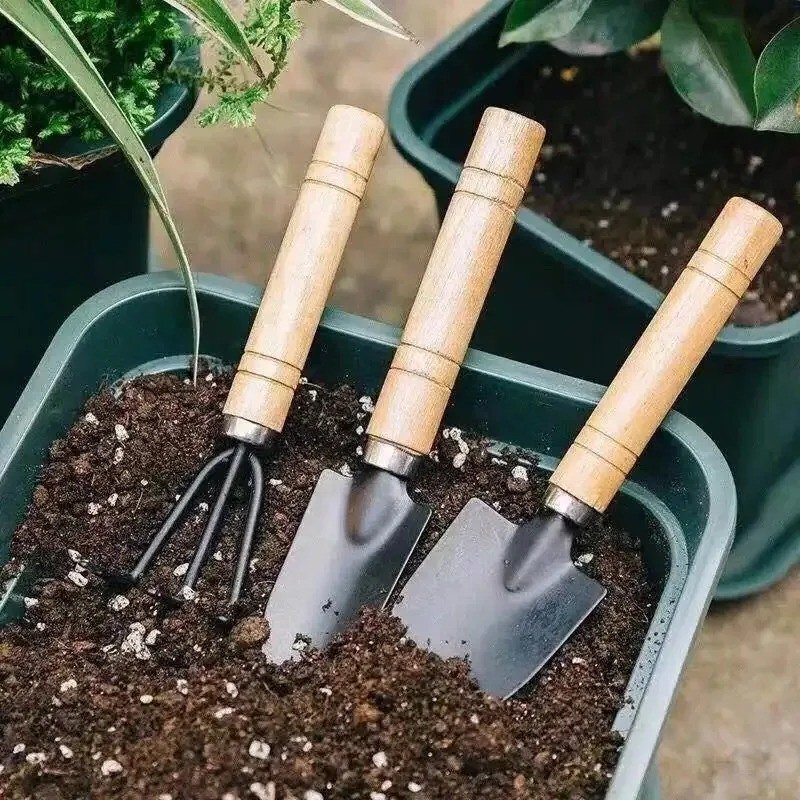 3Pcs Mini Gardening Tools Set Shovel Rake Portable Planting Flower Tool Kit