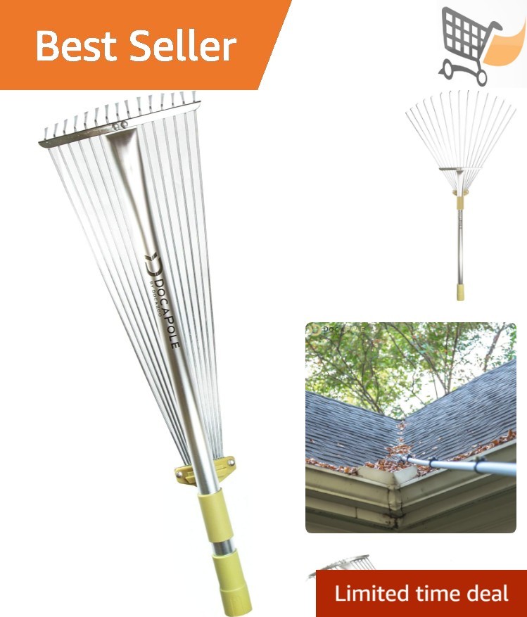 Gardening Tools Stainless Steel Roof Rake Extension Pole for Leaves and Tree …