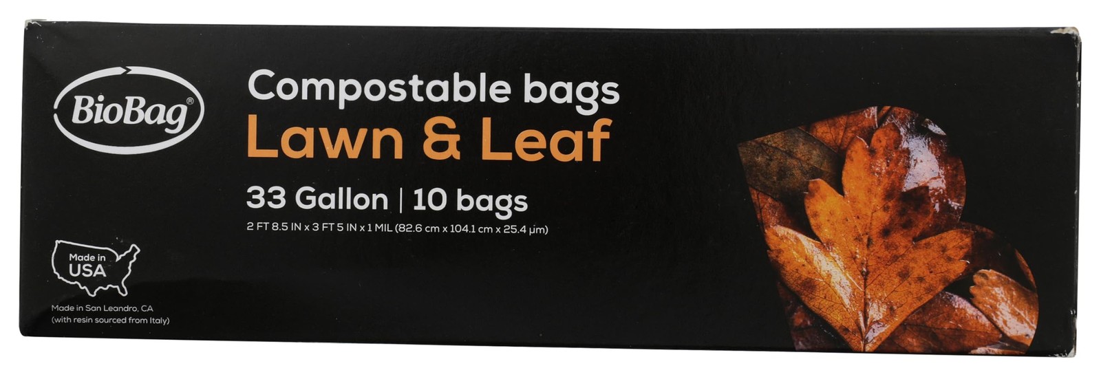 BioBag Compostable Lawn & Leaf Yard Waste Bags, 33 Gallon, 10 count (pack of 2)