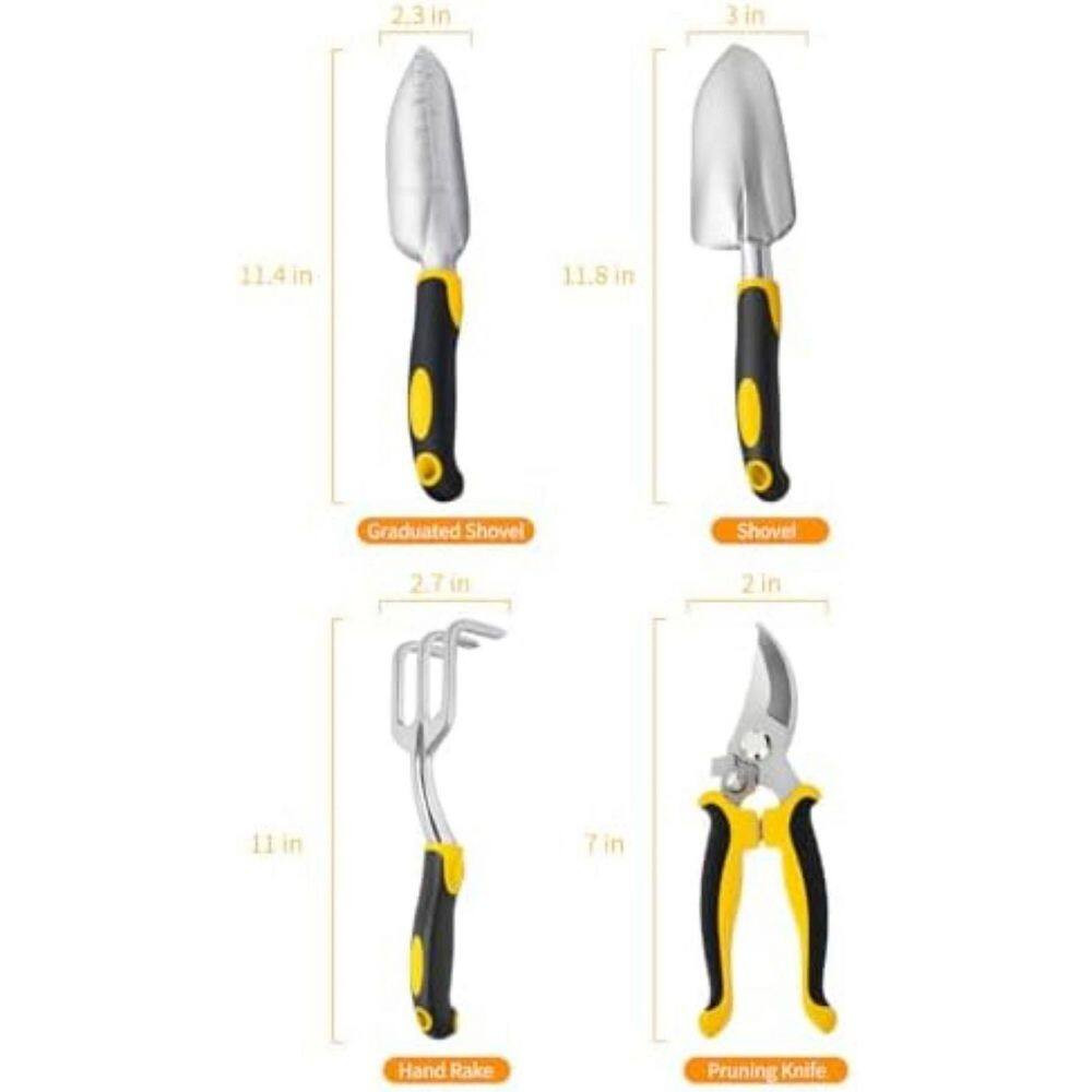 4-Piece Garden Tool Set Heavy Duty Aluminum Rust-Proof Ergonomic Non-Slip Handle