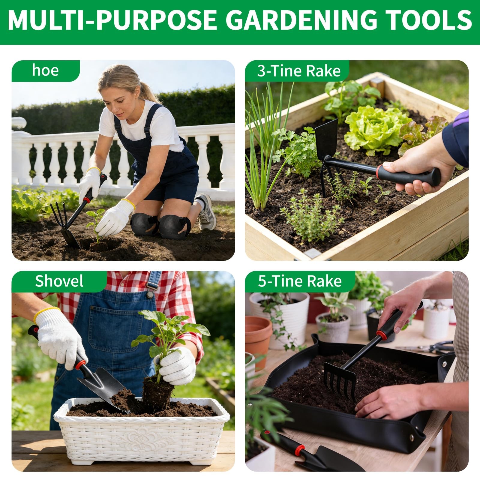 10 Pcs Gardening Tool Set – Heavy Duty Garden Kit with Stainless Steel Prunin…