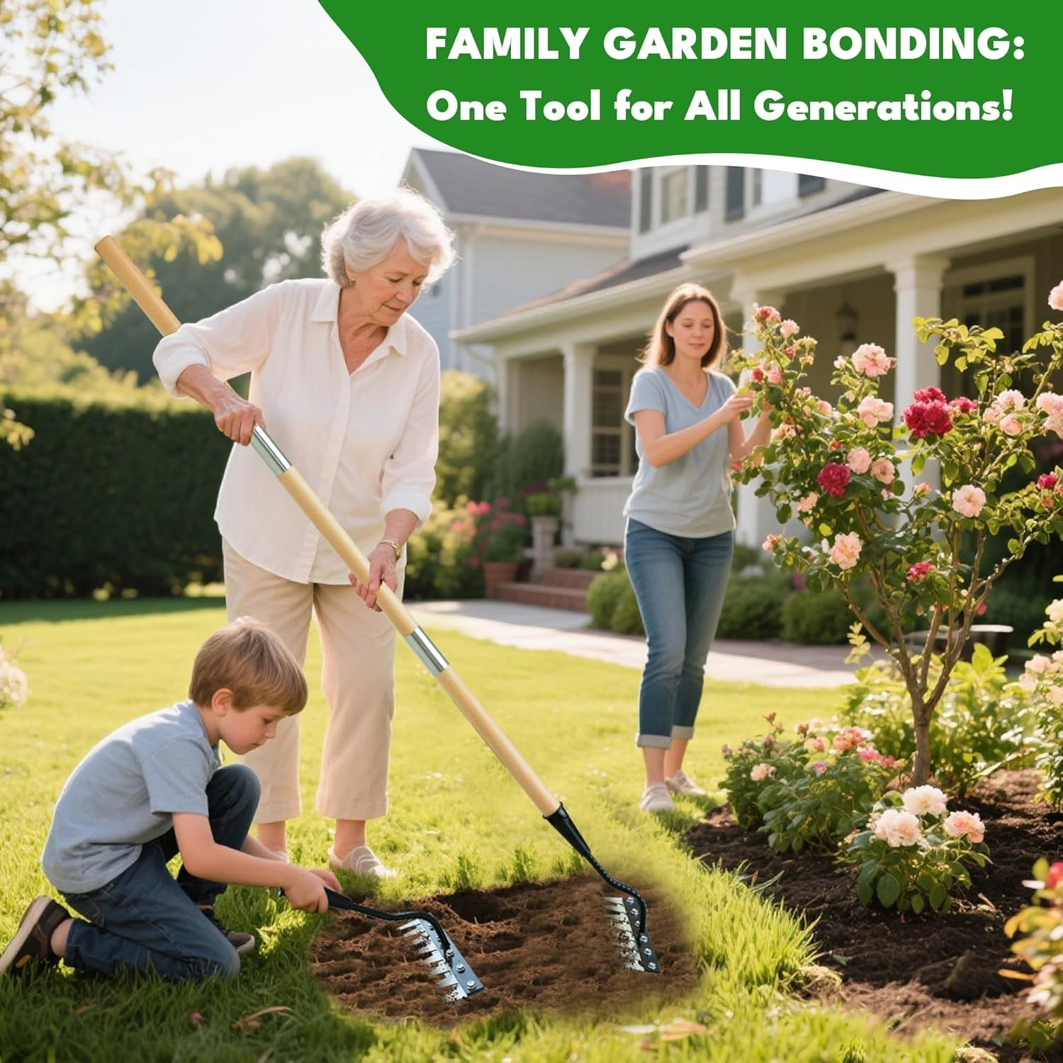 Compact Iron Weeding Rake 2.0 – Ultimate 8 Tooth Tool for Flower Beds & Lawns