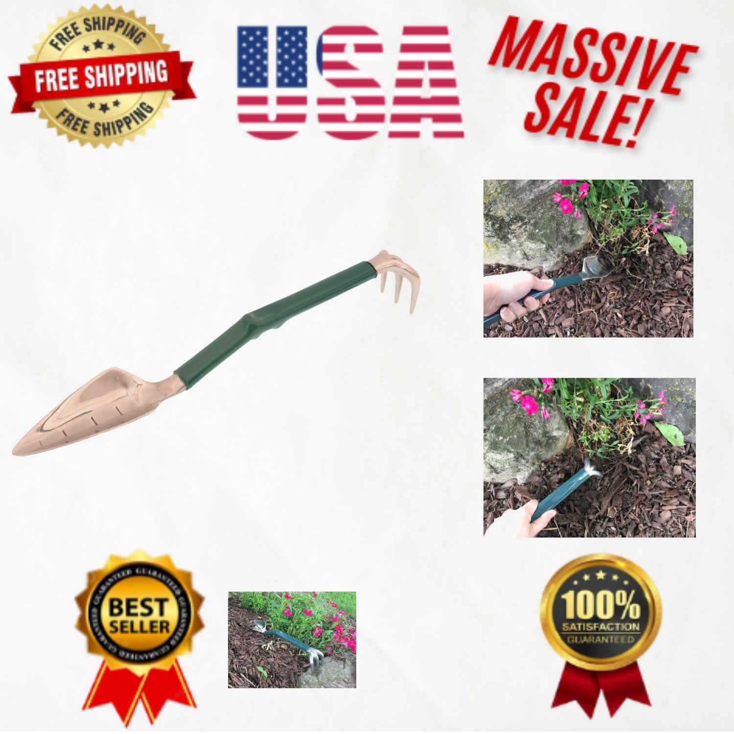 Innovative Trake Trowel & Rake Combo – Lightweight, Durable – Ideal for Planting