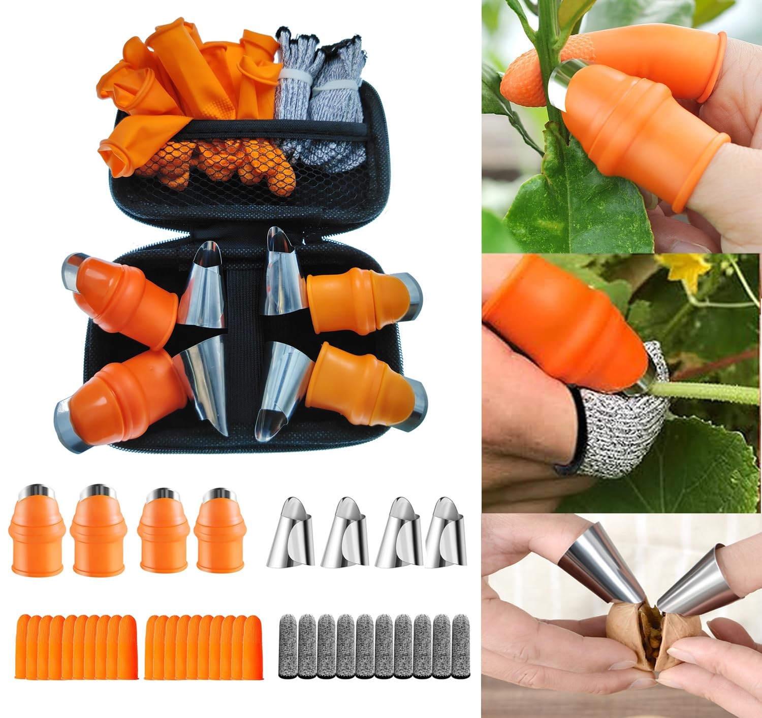 34Pcs Gardening Silicone Thumb Knife Harvesting Tool Finger Plant Fruit Picki…