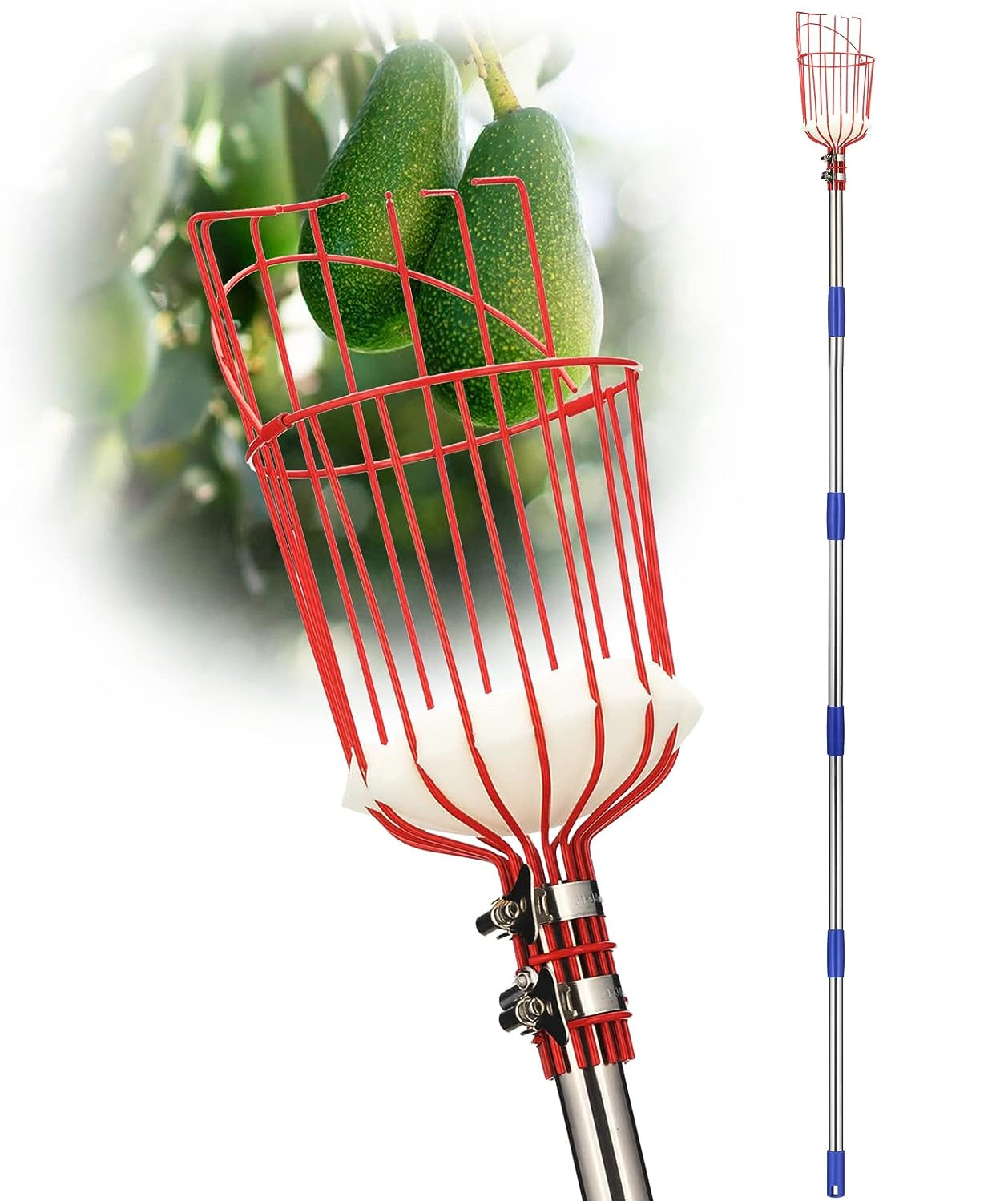 66″ L handle Fruit orange apple mango picker grabber Catcher tool w/ Big Basket