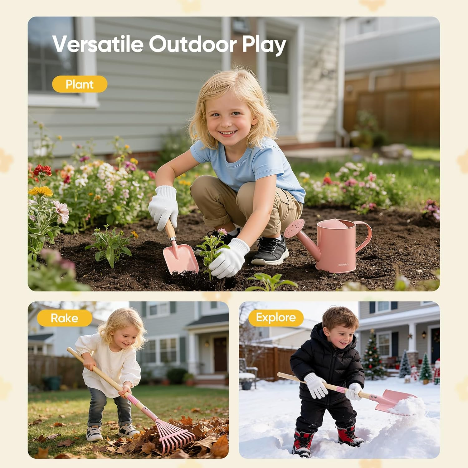 Kids Gardening Set with Wheelbarrow, 11-Piece Outdoor Yard, Beach, STEM Garden P
