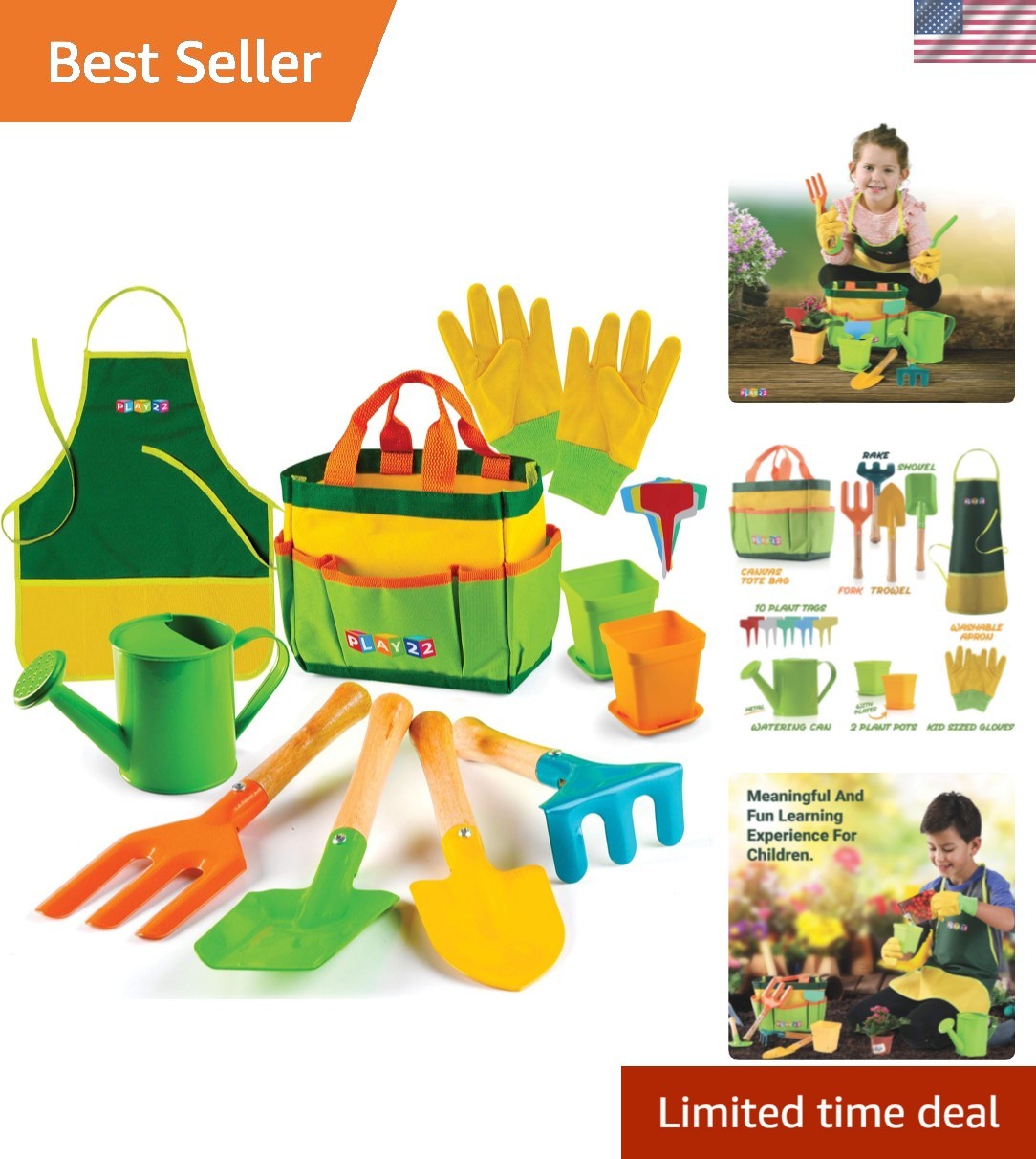 Kids Gardening Tool Set 12 PCS – Kids Gardening Tools Shovel Rake Fork Trowel…