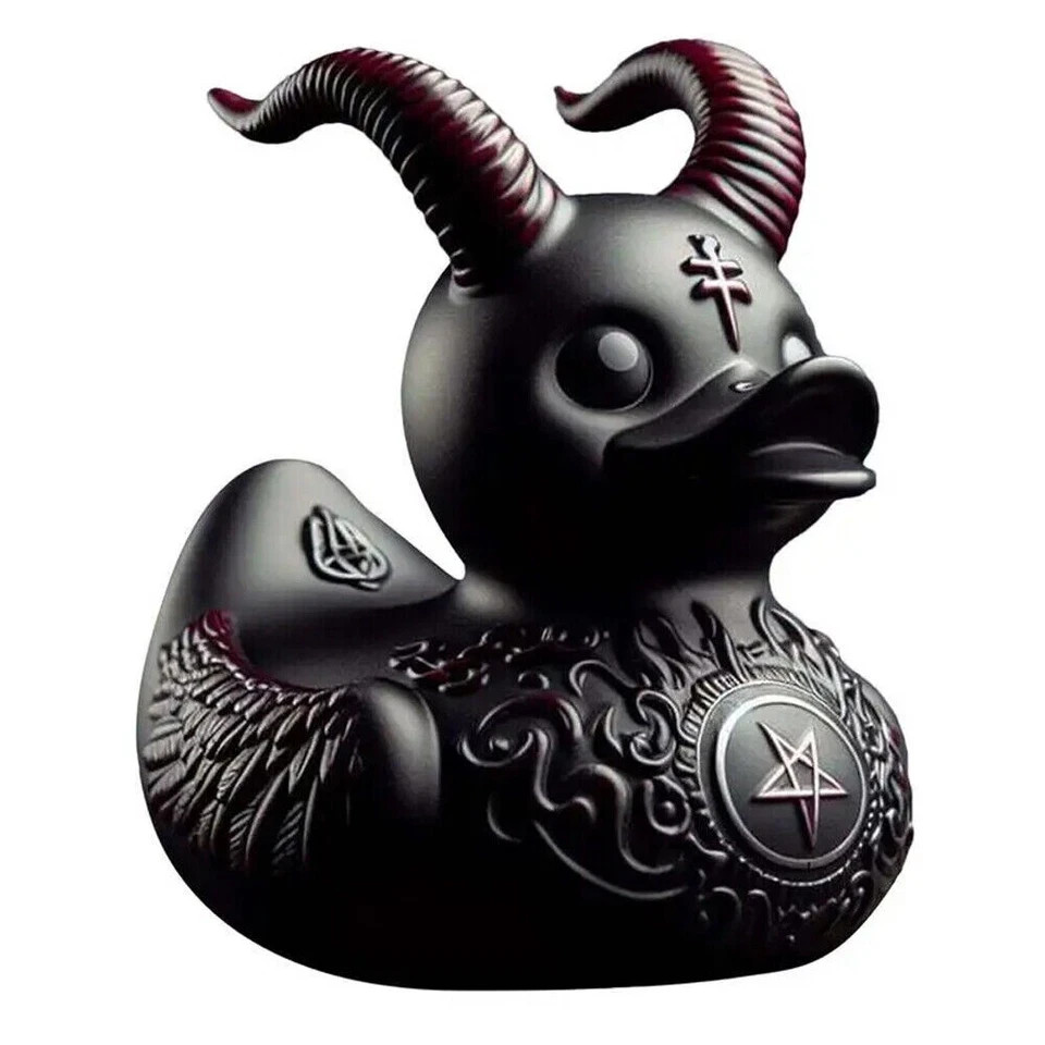 Dark Gothic Rubber Duck Figurine Satan Rock Punk Halloween Home Decor