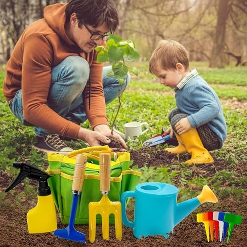 Kids Gardening Tools Set Includes Toddler Gardening Gloves, Sturdy Tote Bag,