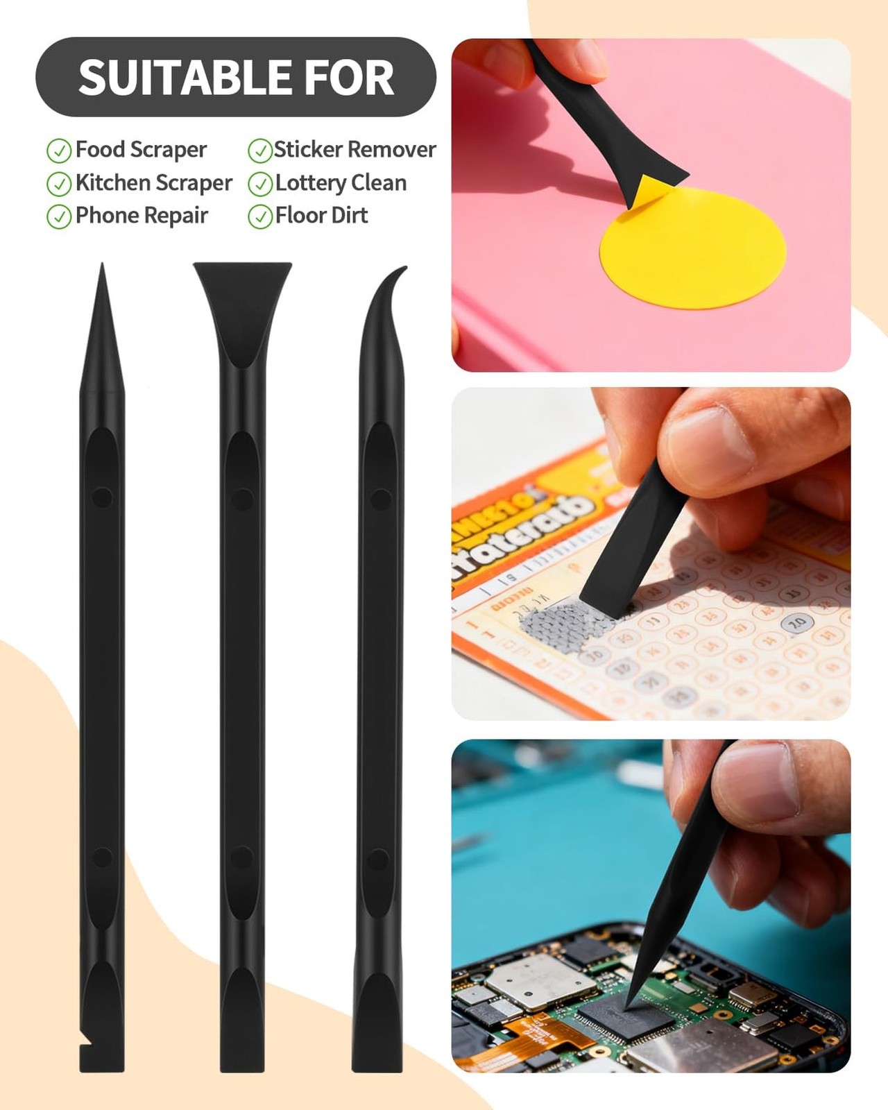 12 PCS Carbon Fiber Plastic Scrapers Tool, Non-Scratch Scraper Tool for Tight…