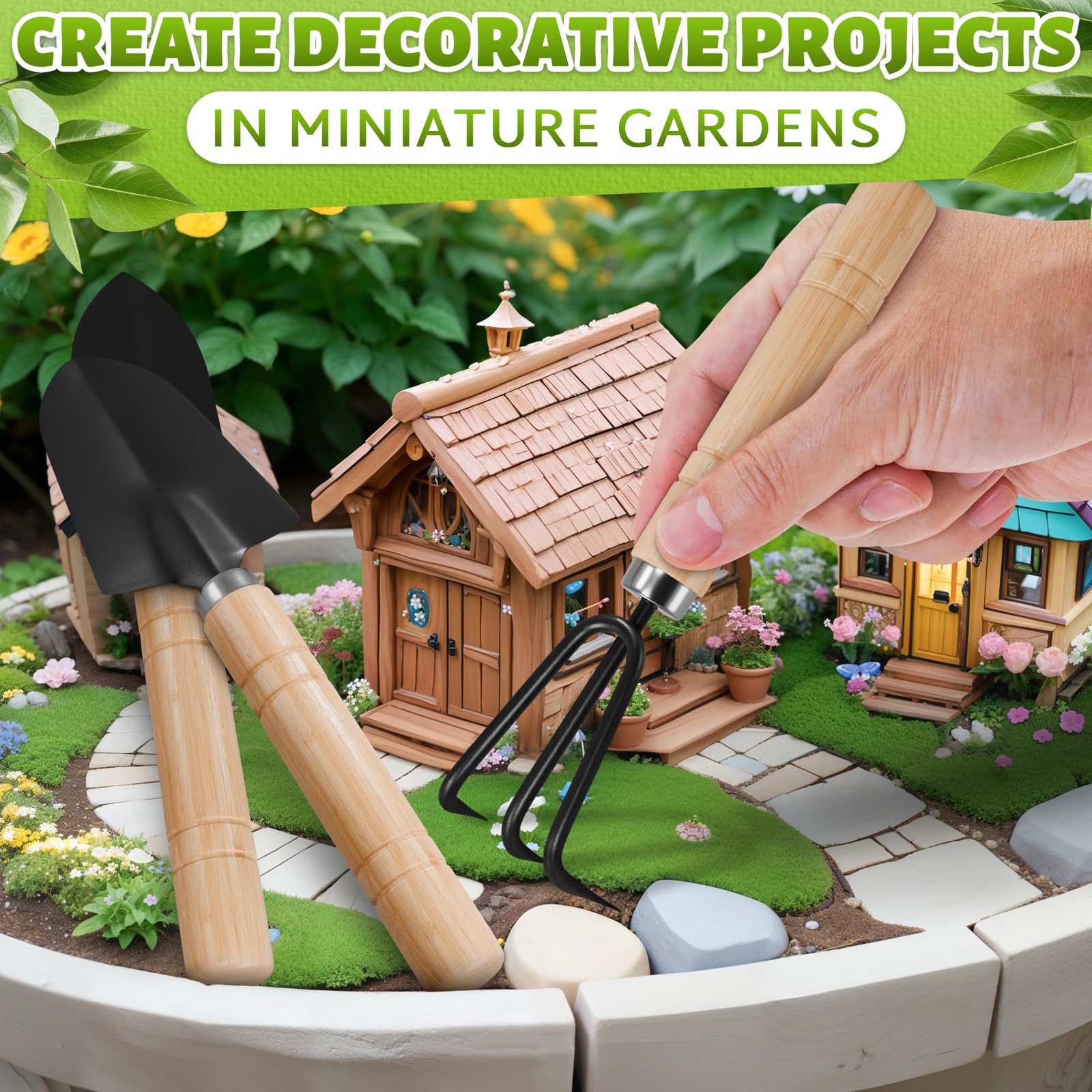 3 Pcs Mini Gardening Tools – Mini Garden Tools Set with 2 Small Shovels Narro…