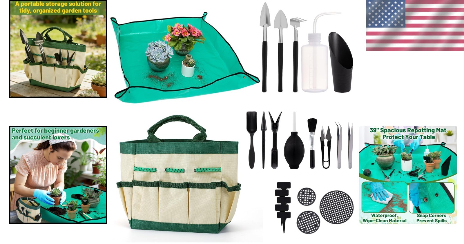 Succulent Gardening Tools Set – 44pcs Green Kit for Women