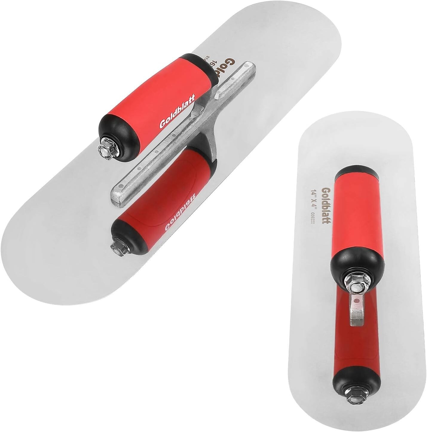 2PCS Stainless Steel Pool Trowel 16”x4-1/2”&14” x 4” Trowel Soft Grip Handle