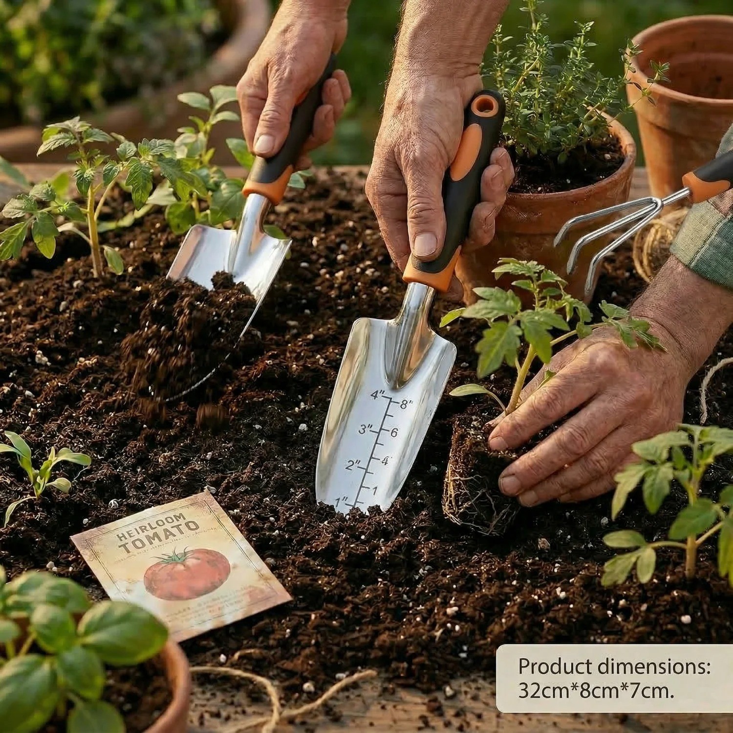 Stainless Steel Garden Tools Set Trowel Cultivator Ergonomic Kit