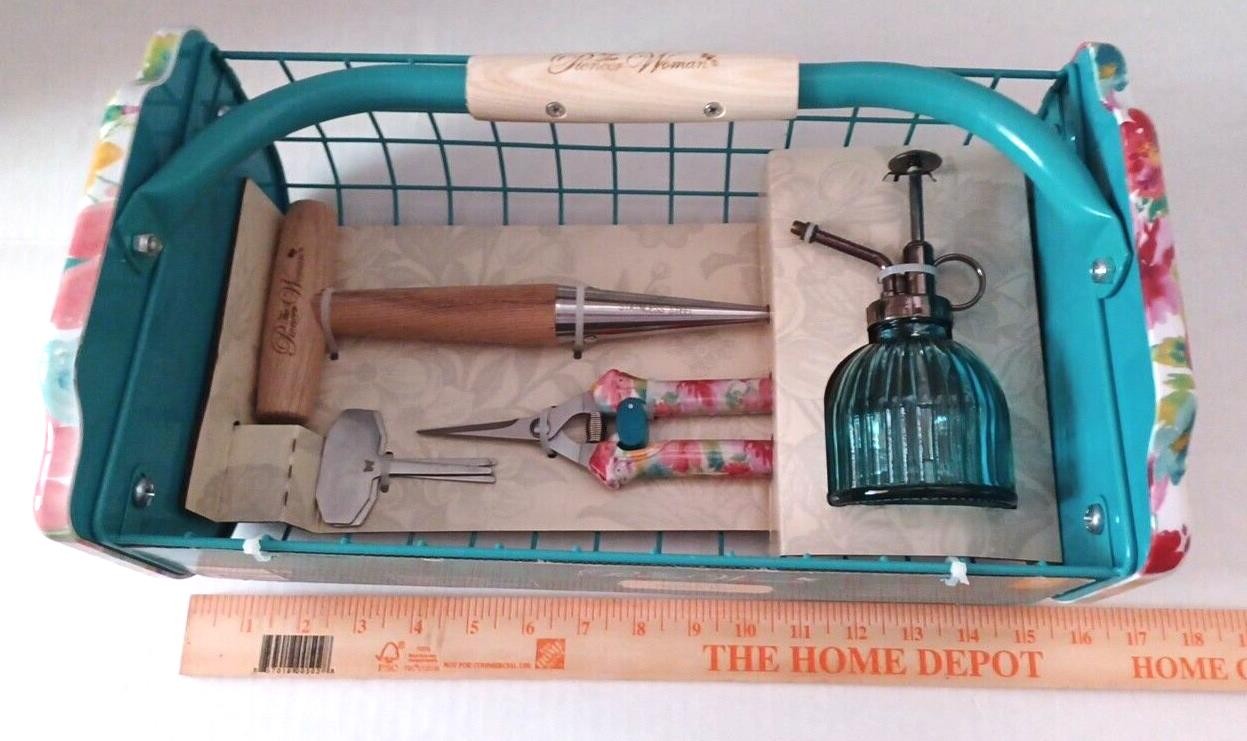 The Pioneer Woman 9 Pc Garden Tool Basket Set Breezy Blossom Metal NEW