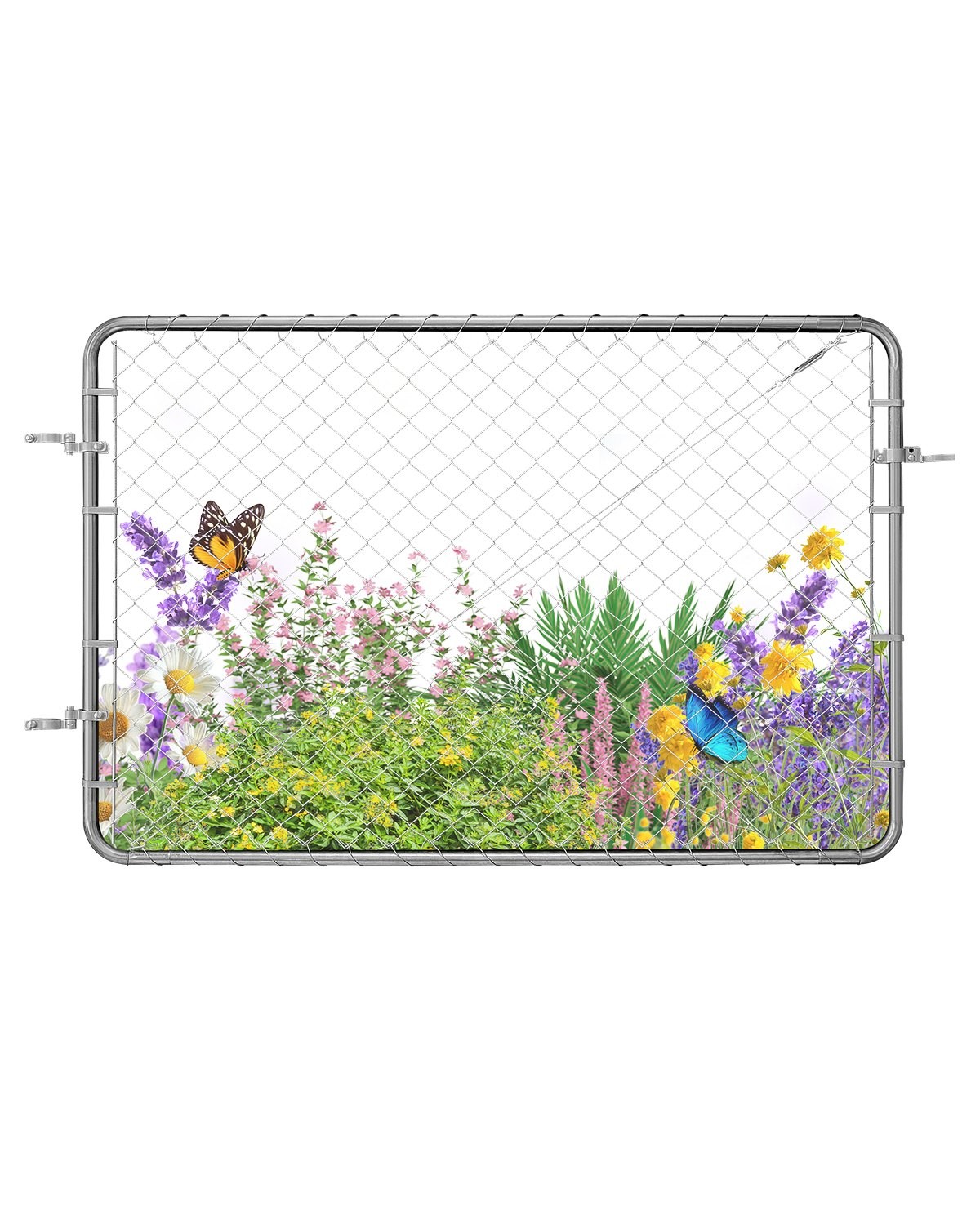 Chain Link Fence Gate,72 x 48 in,Adjustable Chain Link Fence Panel,Fit 2.2-6 ft