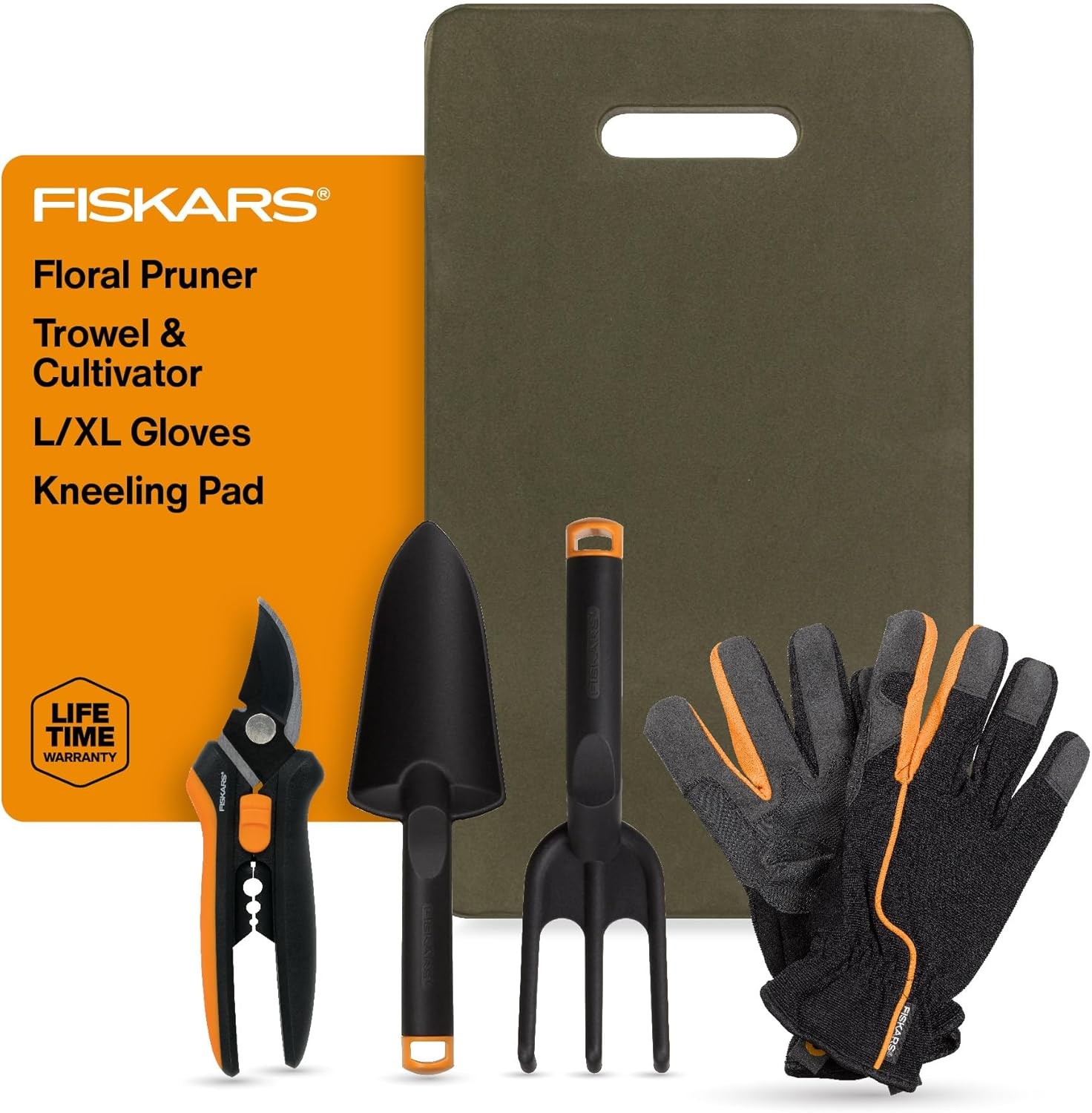 Fiskars 5-Piece Flower Gardening Set Pruner Trowel Cultivator