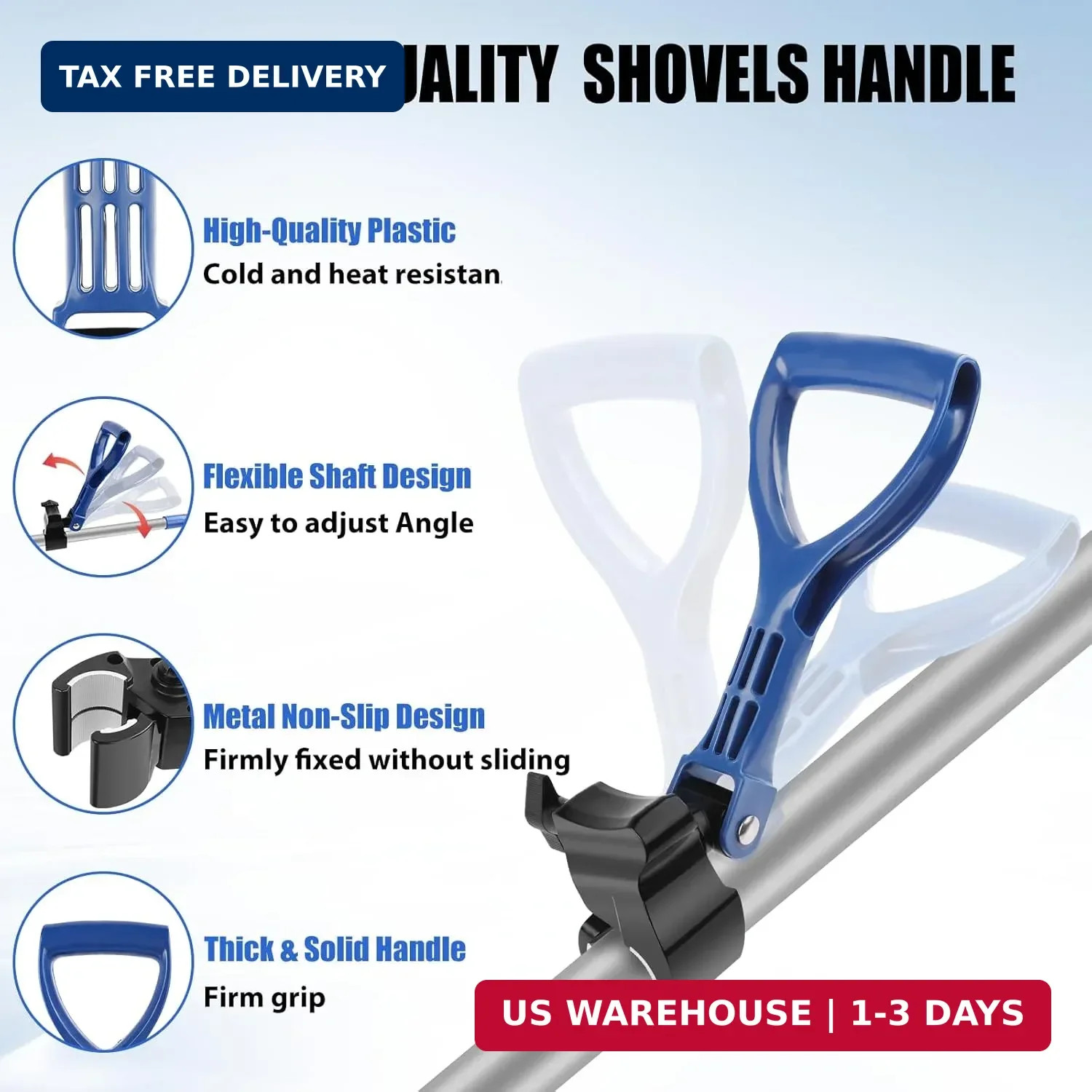 Upgraded Garden Shovel Handle, Adjustable Back Saver Attachment for Gardening Ya