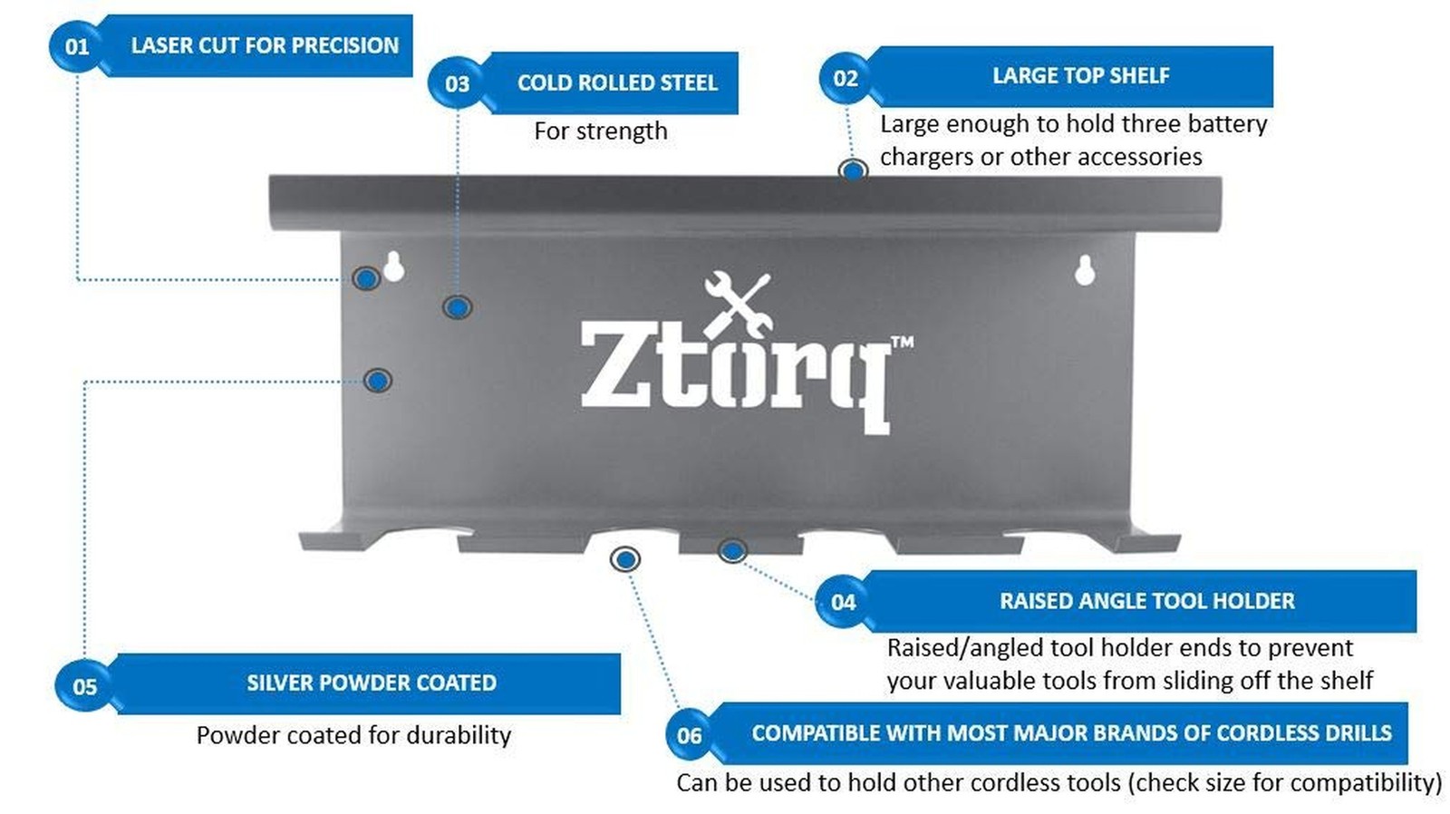 Ztorq Cordless Drill Tool Organizer – Drill holder storage wall mount shelf r…