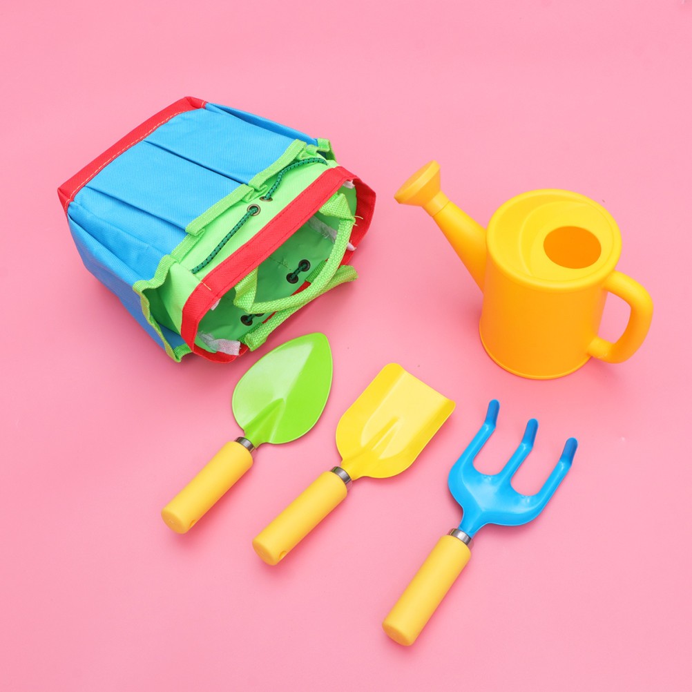 1 Set Colorful Garden Tool Toy with Durable Plastic Handles Mini Gardening Tools