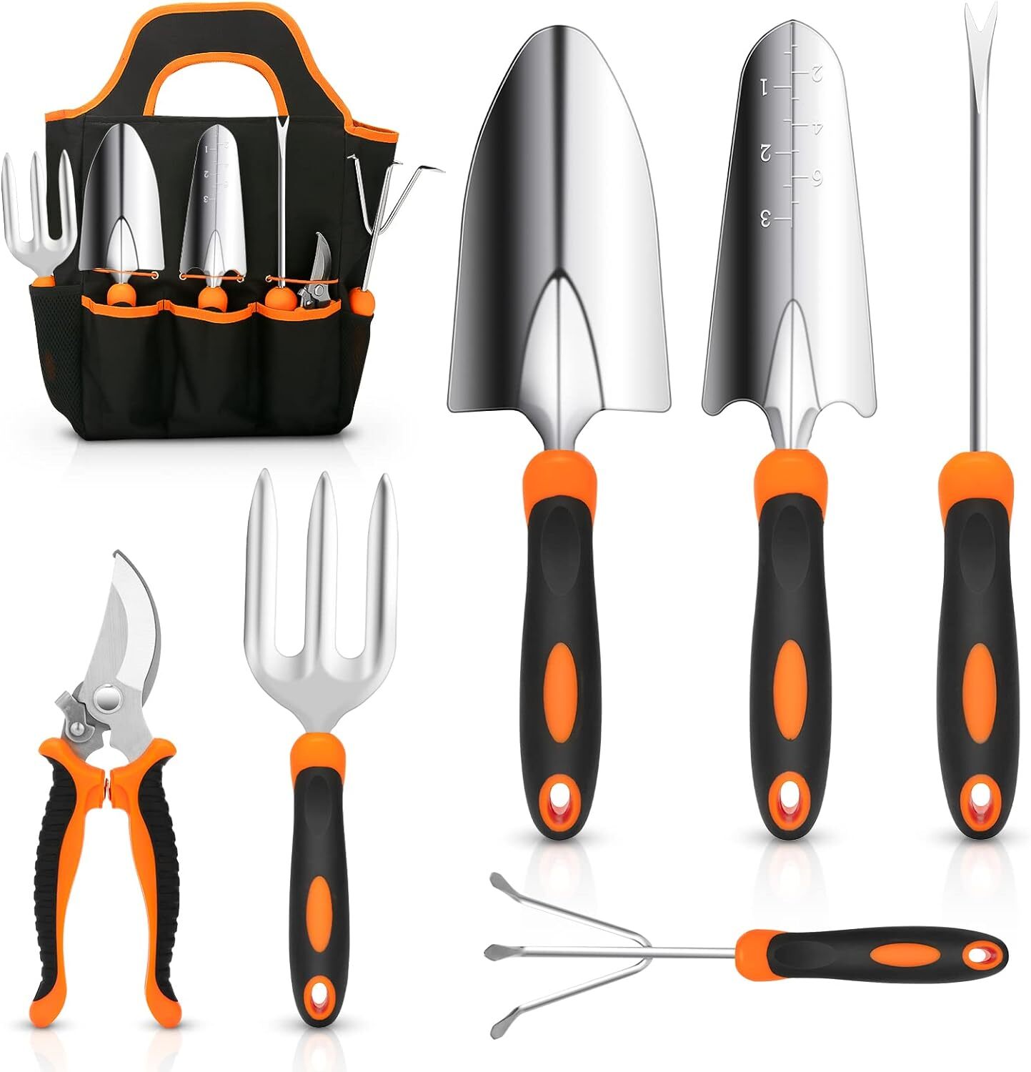 Garden Tool Set CHRYZTAL Stainless Steel Heavy Duty Gardening NonSlip Rubber Bag
