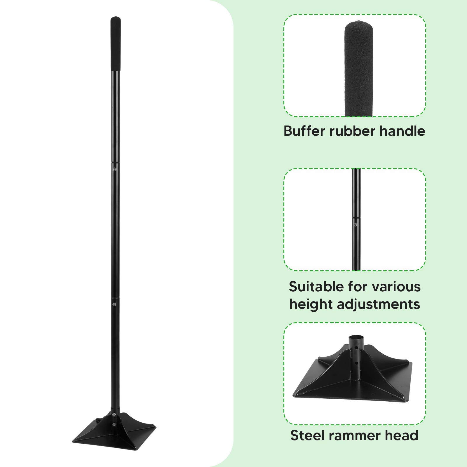 8″ x 8″ Inch Steel Ground Tamper, 48″ Heavy Duty Handle for Leveling Paver Base
