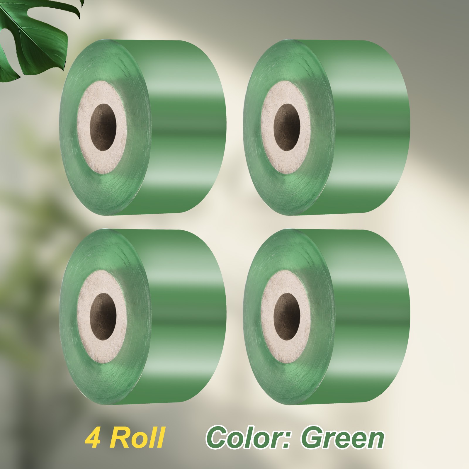 4 Rolls Fruit Tree Grafting Tape 2.5CM x 100M PVC Grafting Film, Green