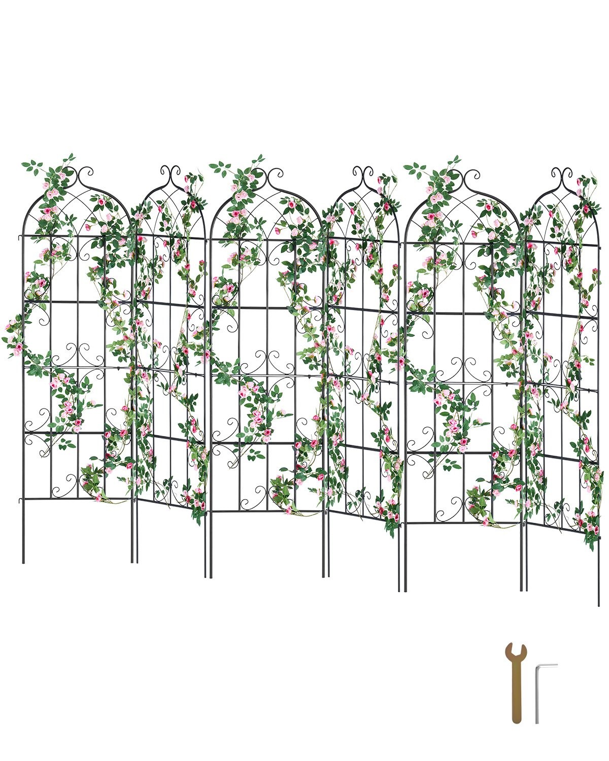 Garden Trellis for Climbing Plants,71 x 20 in,6 Packs Rustproof Metal Garden Flo
