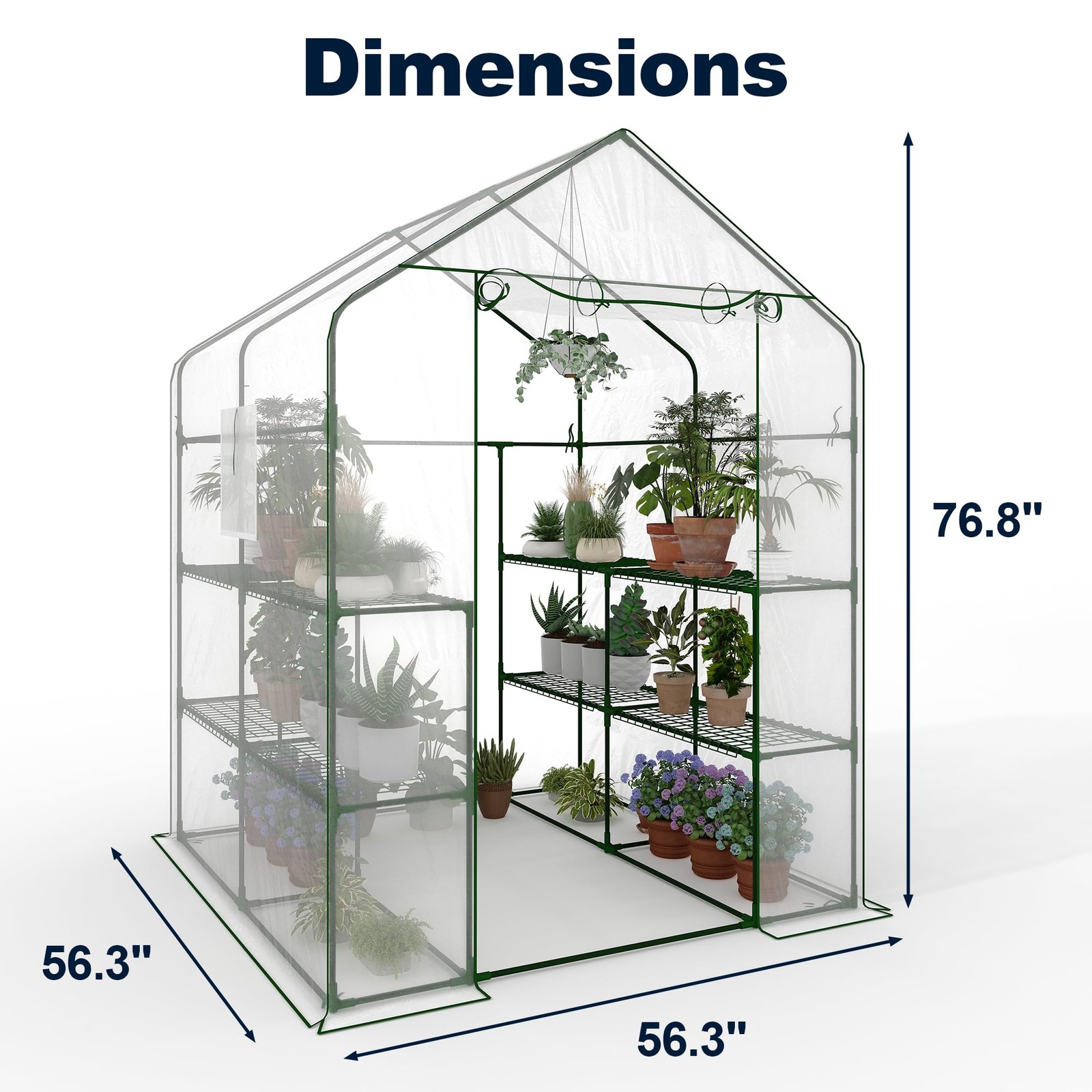 Milleloom 3-Tier 12-Shelf Walk-In Greenhouse 57 X 57 X 77 Portable Outdoor