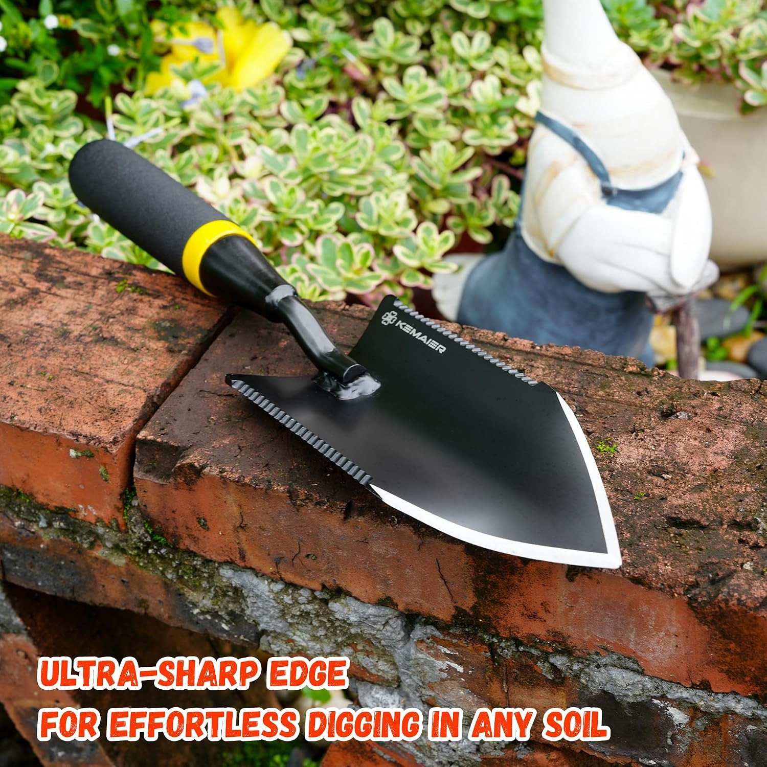 Garden Trowel, Heavy Duty Hand Shovel with Dual-Sided Serrated Edge,