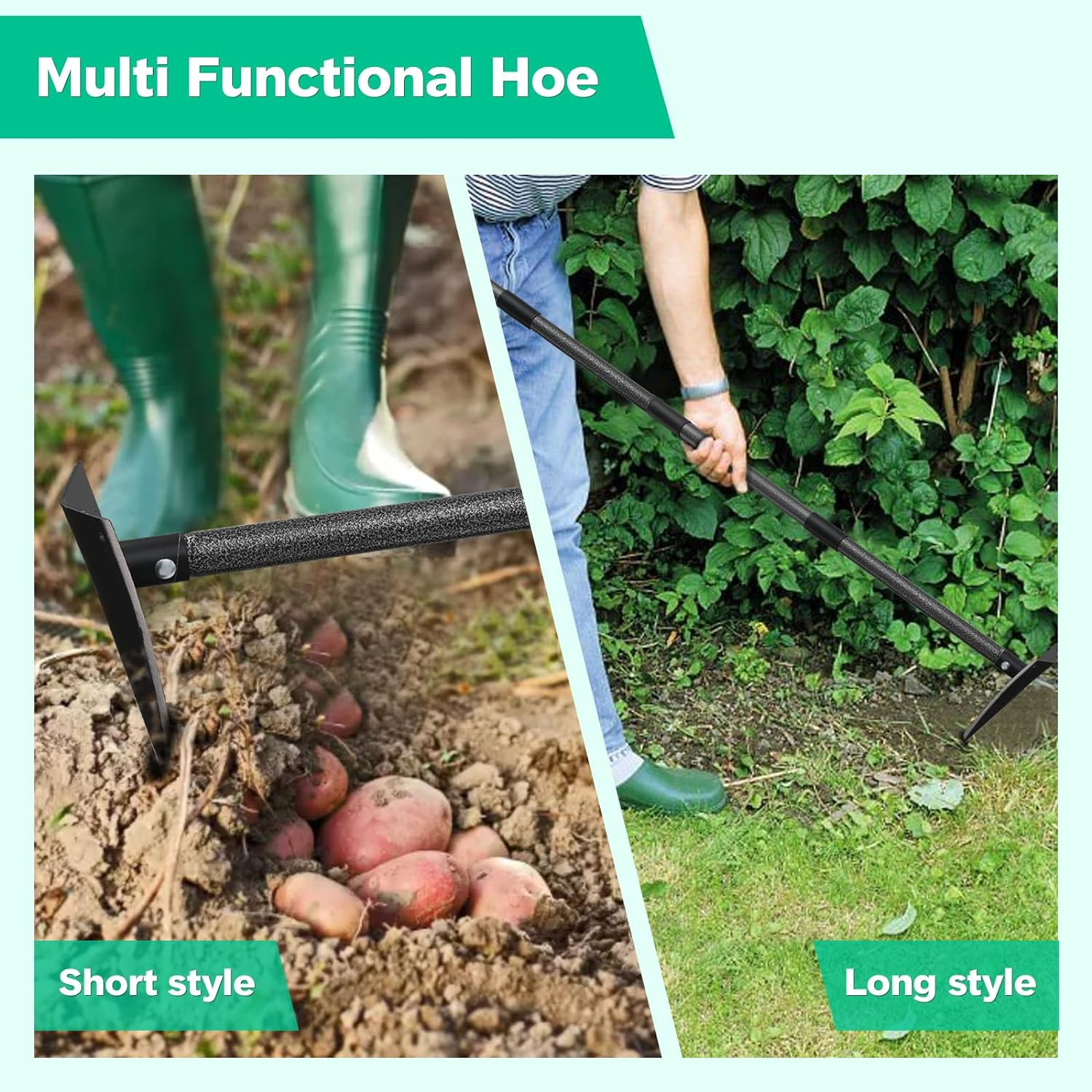 48″~72” long handle Triangle Hoe for Digging Weeding Loosening Soil Edging cut