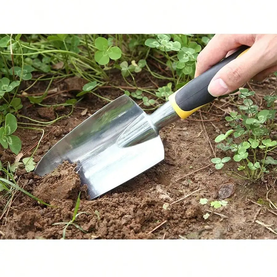 1pc/ Stainless Steel Gardening Shovel With Rubber Anti Slip Handle for Planting