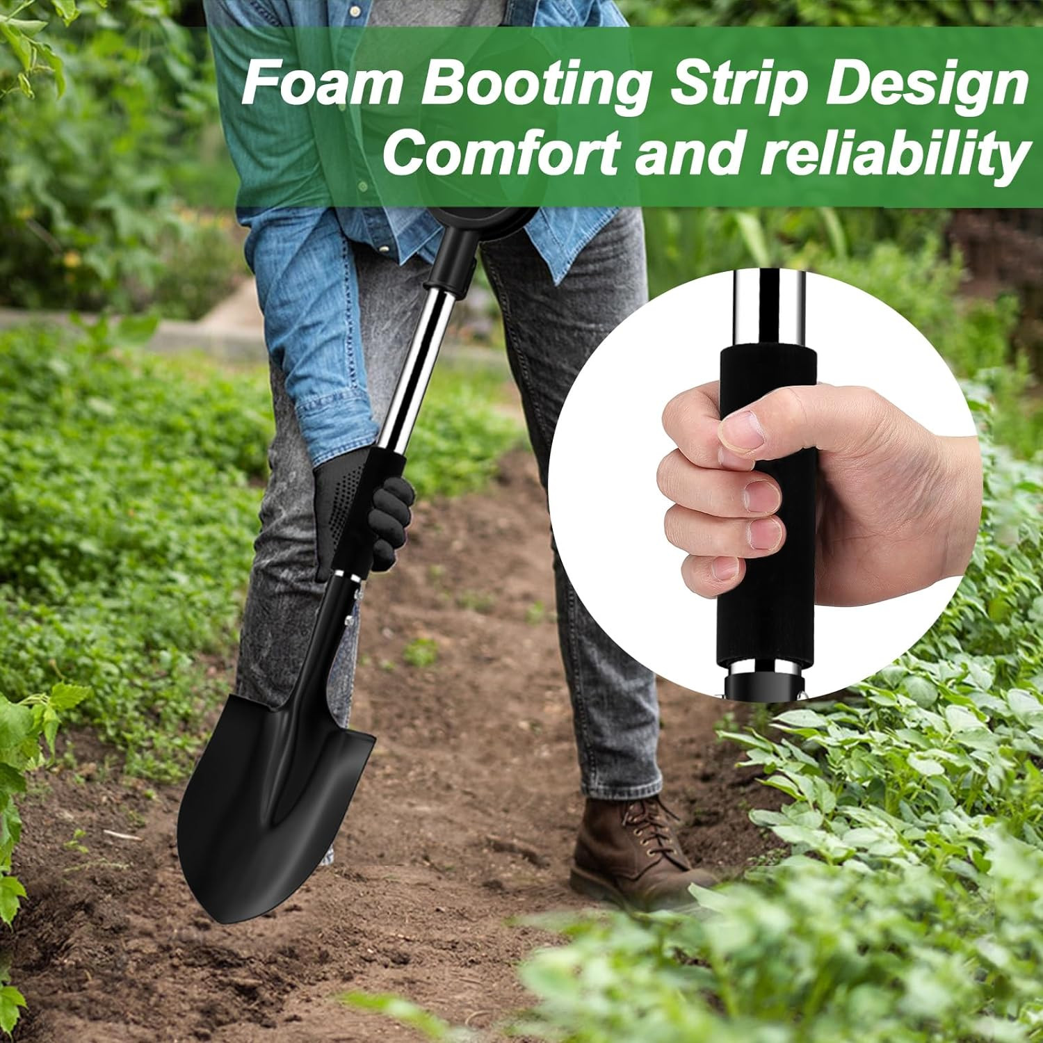Garden Shovel with Big Grip 31″ Handle Metal Strong Shovel Spade for Dig / Trim