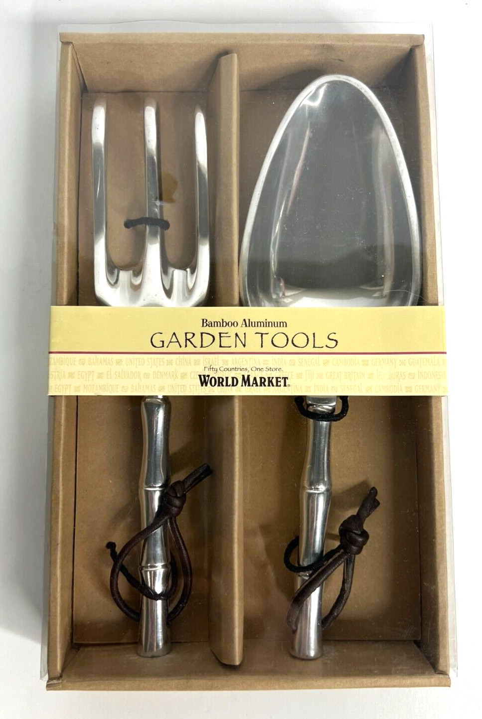 New 2 Pc Garden Hand Tools Set Bamboo Handle Cast Aluminum World Market Spade