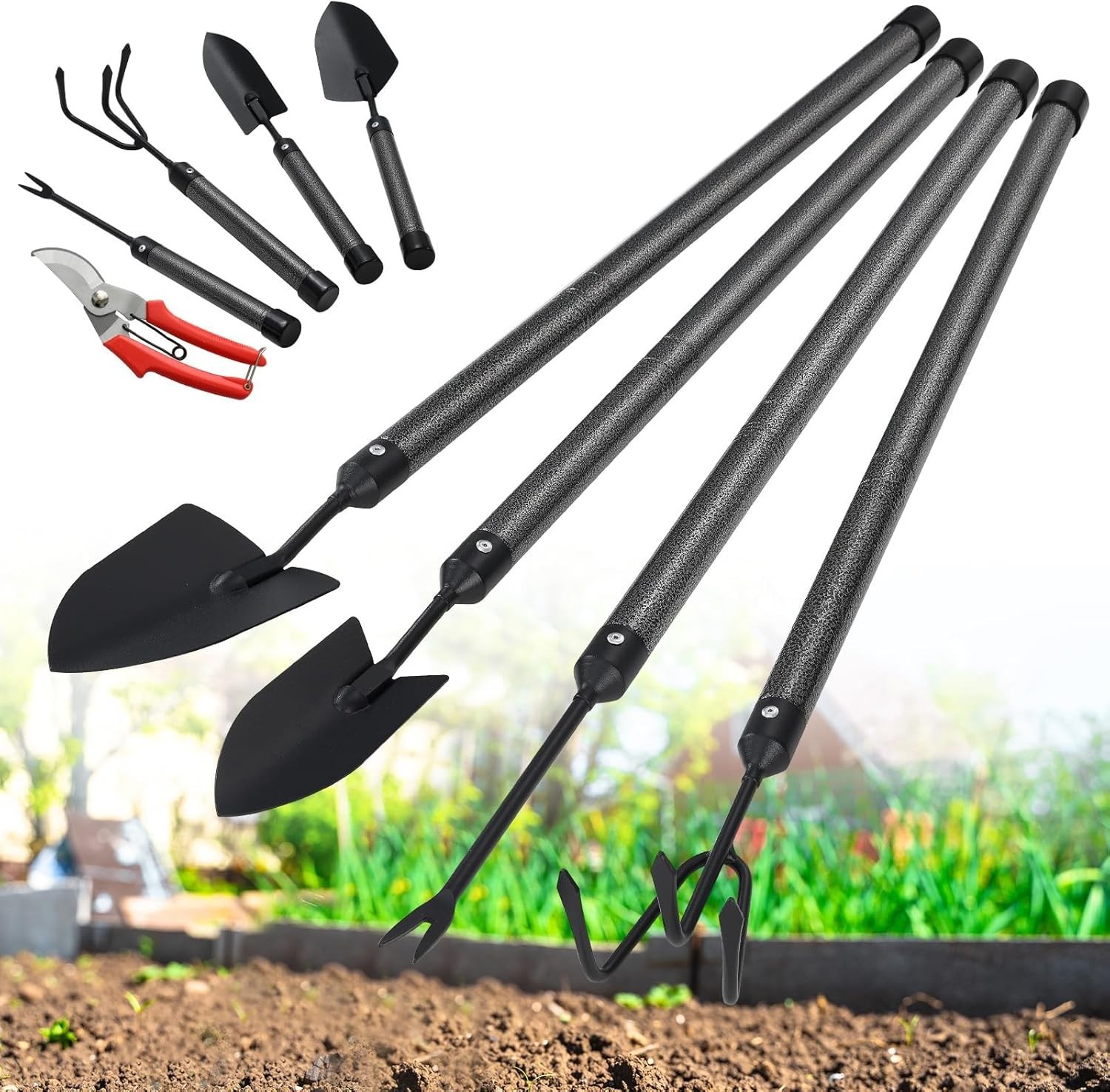 Durable 5-Piece Gardening Tool Kit with 30-Inch Handles – Perfect for All Ages