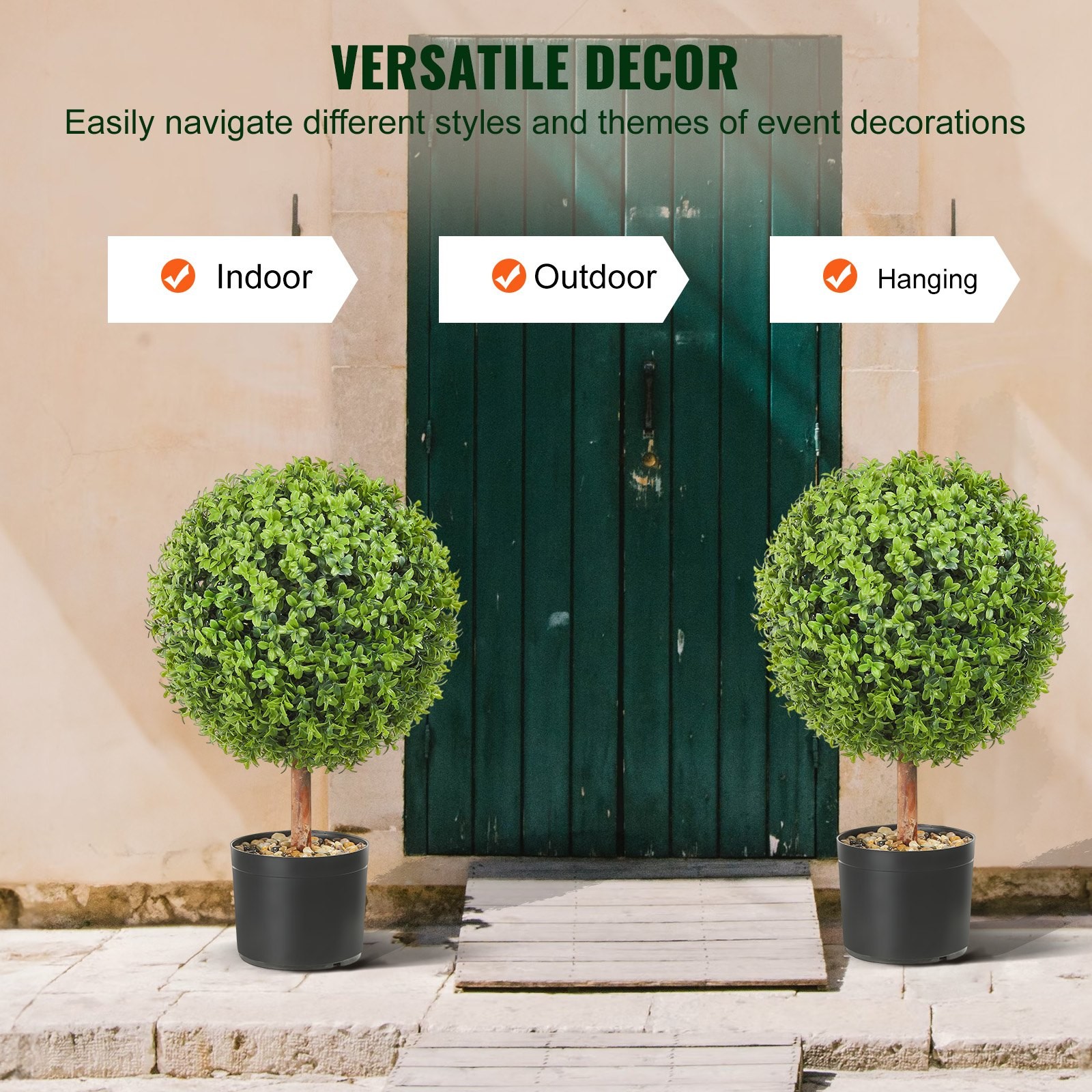 2x Artificial Boxwood Ball Ø40,6cm Garden Deco Boxwood in Flowerpot Ball Artific