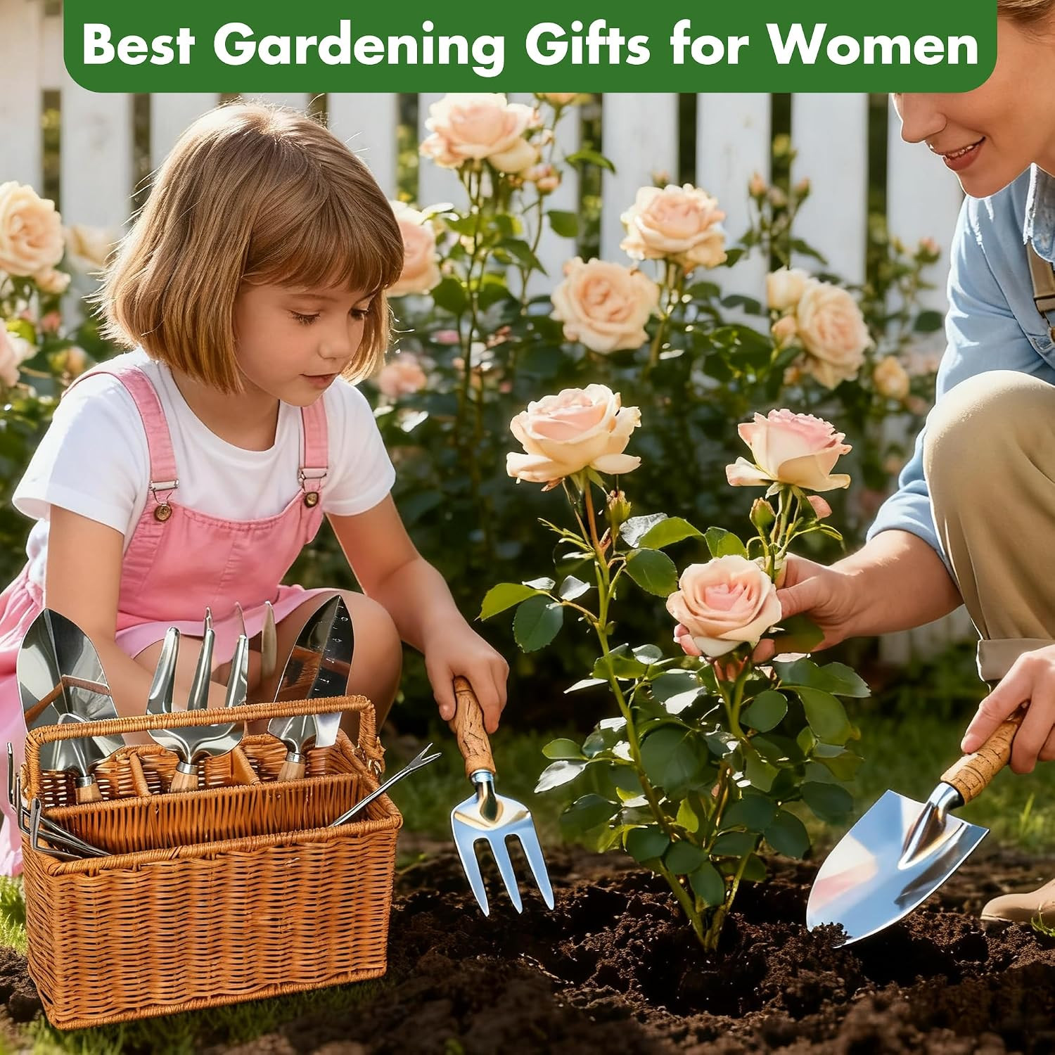Gardening Gifts for Women 12 Pcs Garden Tools Set with Basket Heavy Duty