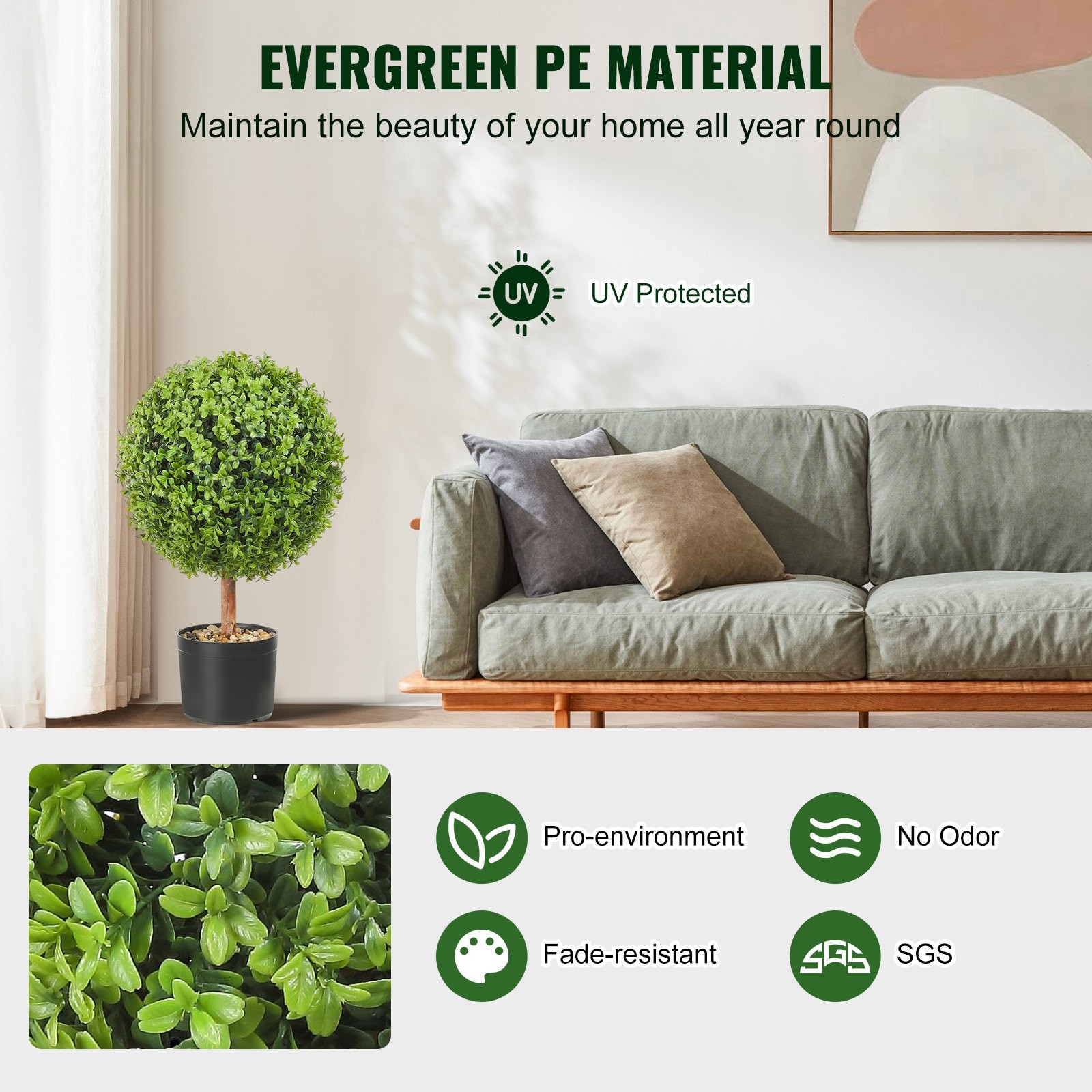 2x Artificial Boxwood Ball Ø40,6cm Garden Deco Boxwood in Flowerpot Ball Artific