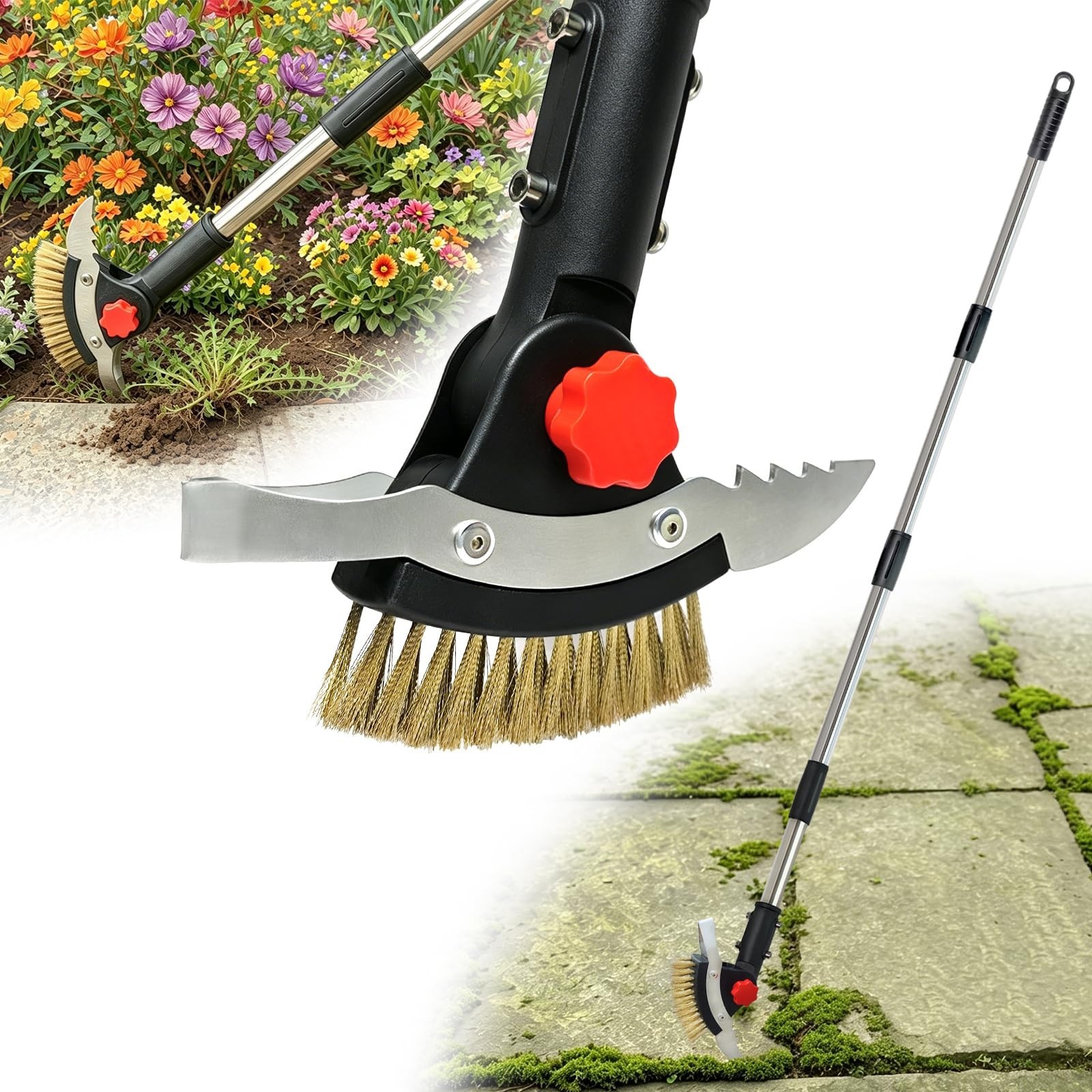 3 in 1 Crack Weeder Tool Long Handle | Heavy Duty Weed Puller, Stainless Stee…