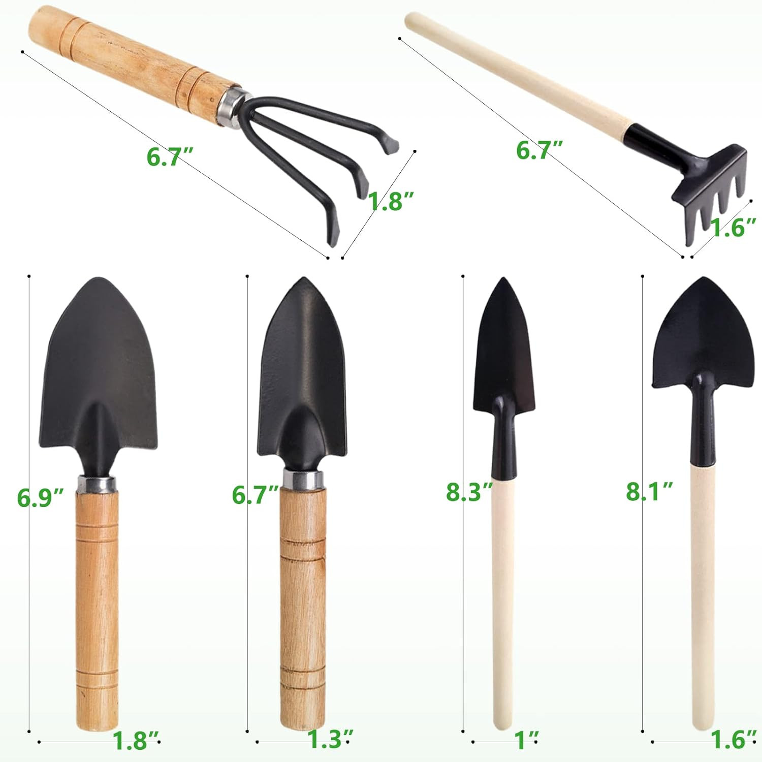 Small Garden Tool Set, 6 Pieces Iron Gardening Kit Including Hand Shovel, Transp