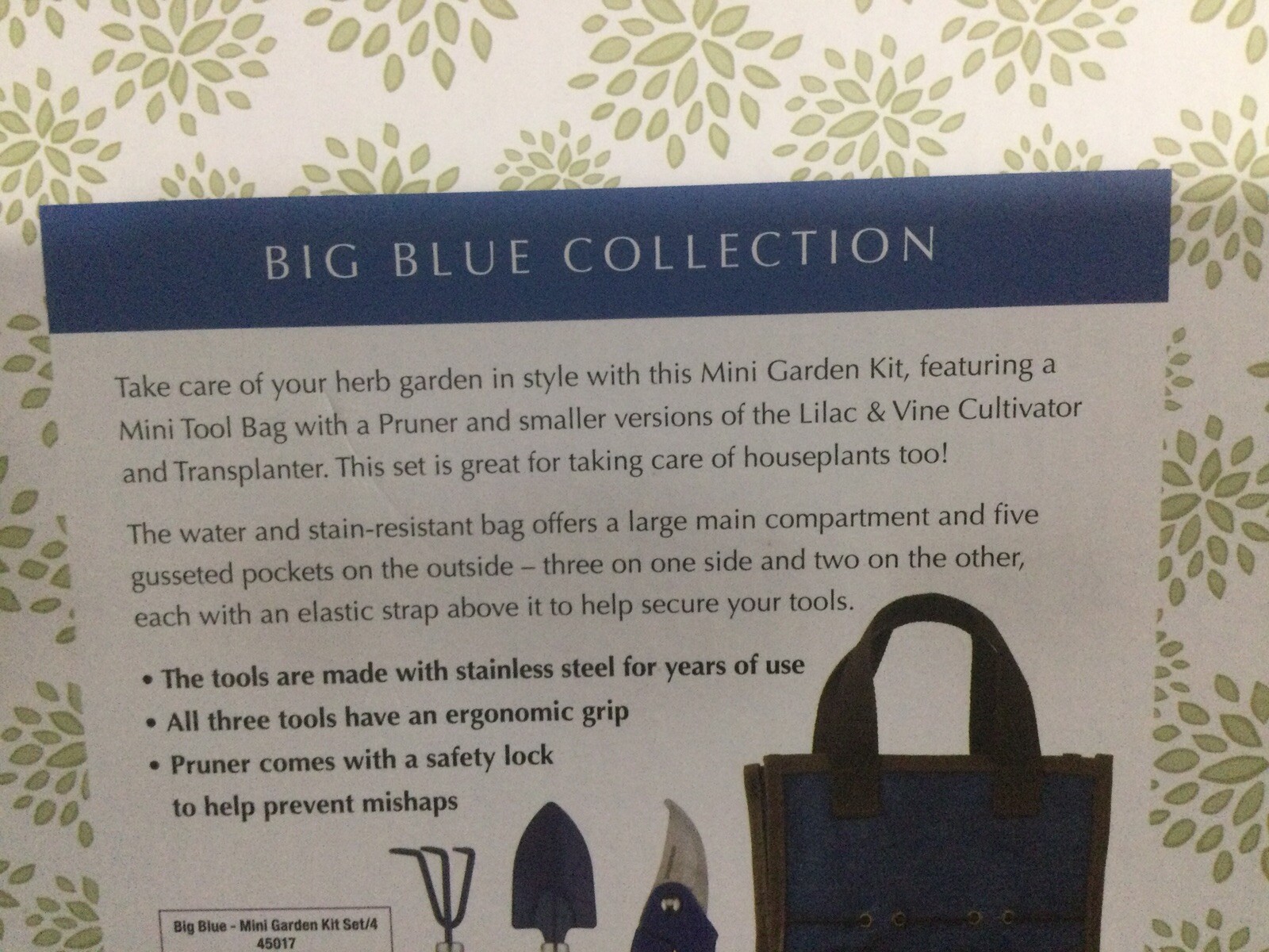 MINI 3 GARDEN PCS KIT WITH ERGONOMIC GRIPS PLUS CANVAS MINI CARRYING BAG NWT