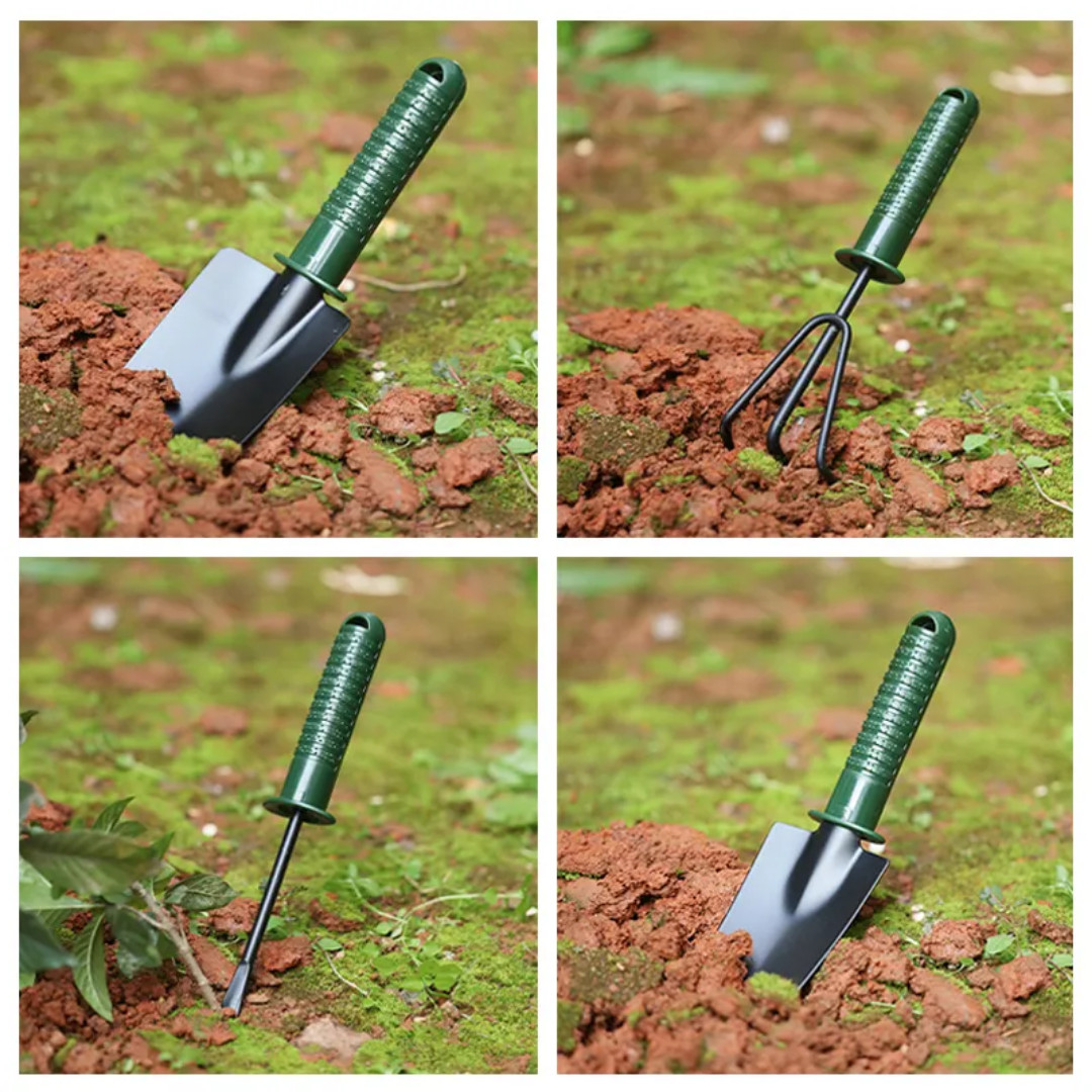 4PCS Garden Tool Set Heavy Duty Metal Trowel Rake Shovel Ergonomic Kit
