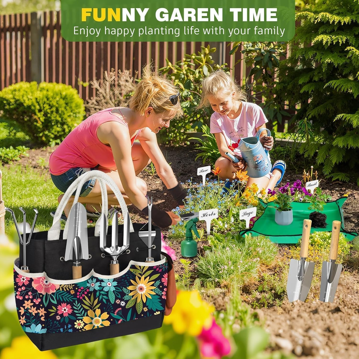22Pcs Gardening Tools Set for Women Heavy Duty Garden Hand Tool Kit Birthday Gif