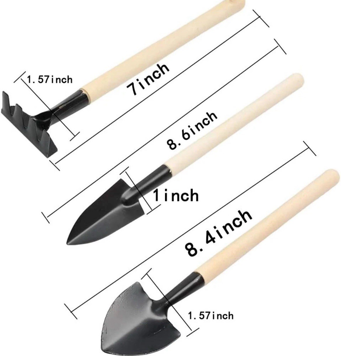 Mini Garden Tool Set 3 Pcs Hand Planting Tools Small Shovel/Rake/Spade Succulent