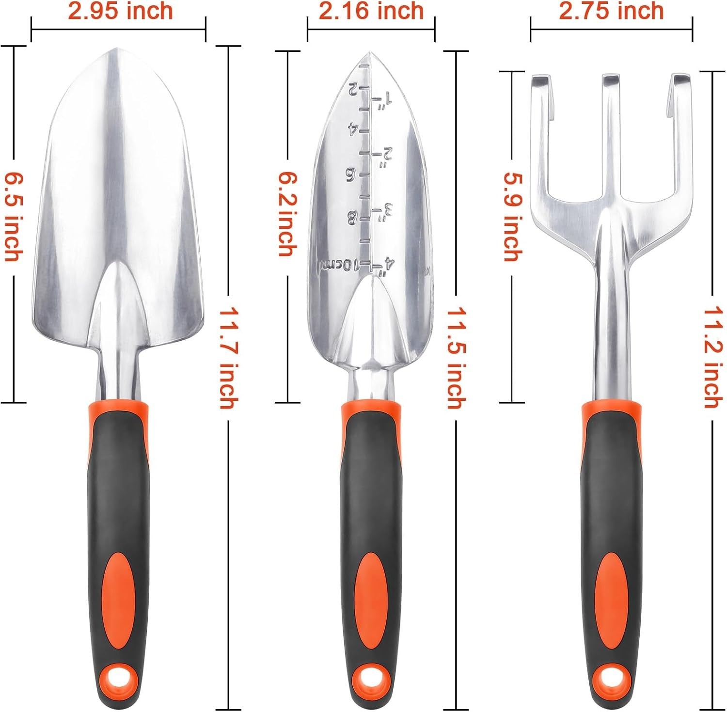 MECHEER 3 Pack Garden Tools Set – Aluminum Alloy Trowel Rake Shovel