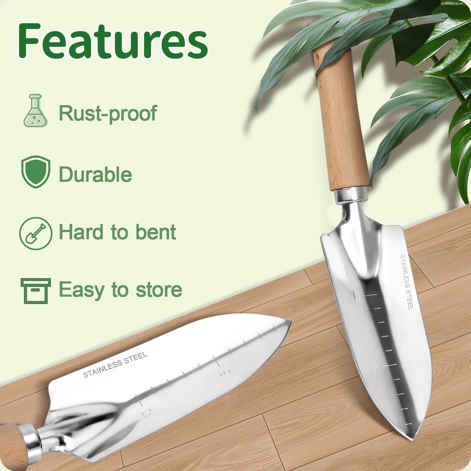 Garden Tool Set 2PCS Stainless Steel Hand Tools Wooden Handle Gardening Kit Gift