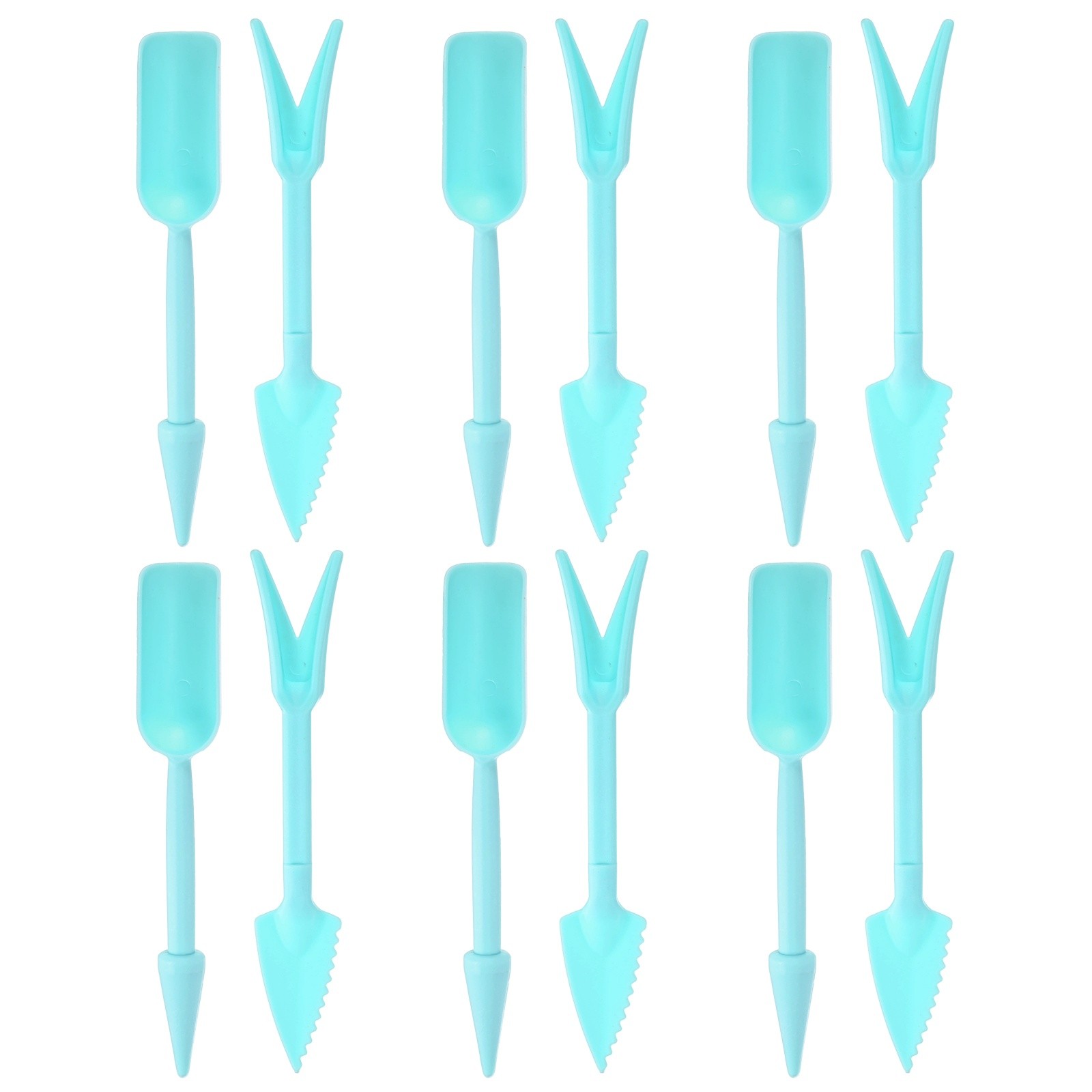 6-Set Mini Gardening Tools, Plastic 2-in-1 Garden Hand Tools Set [Blue]