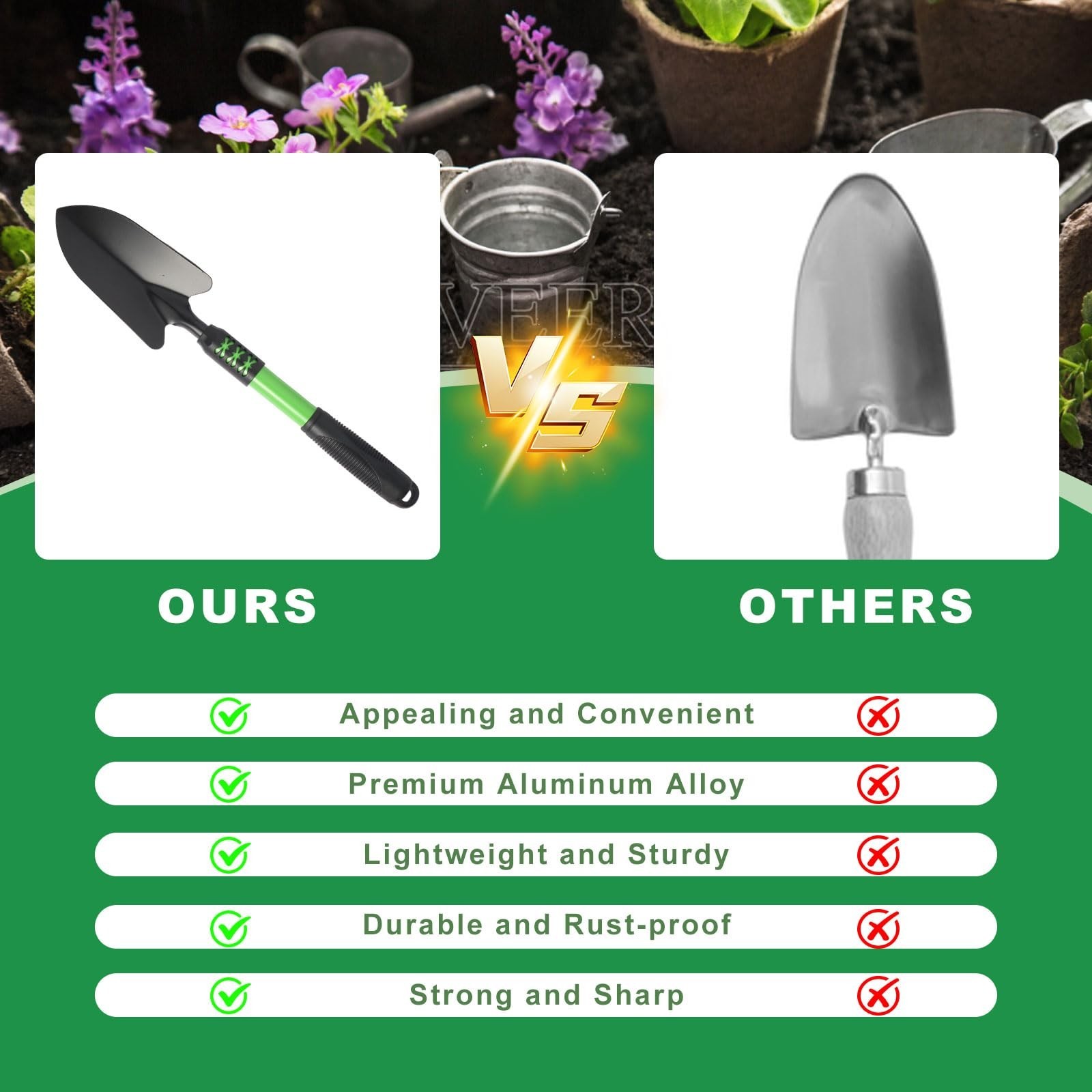 Gardening Tool, 3 Pack Lightweight Heavy Duty Spade Shovel, Garden Tools and …