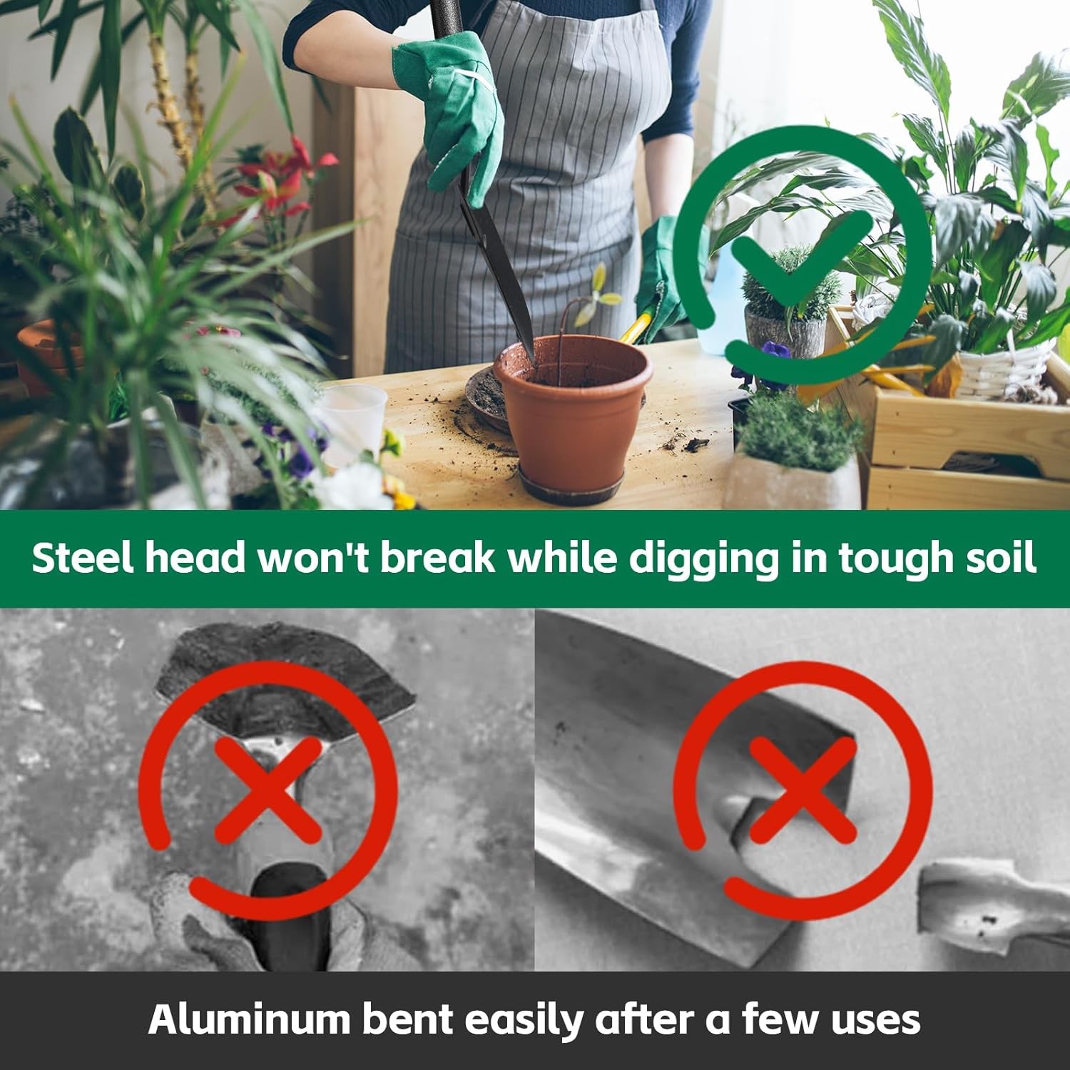 Garden Tools Set with Extension Handles, 5 Piece Thick Gardening Hand Tools